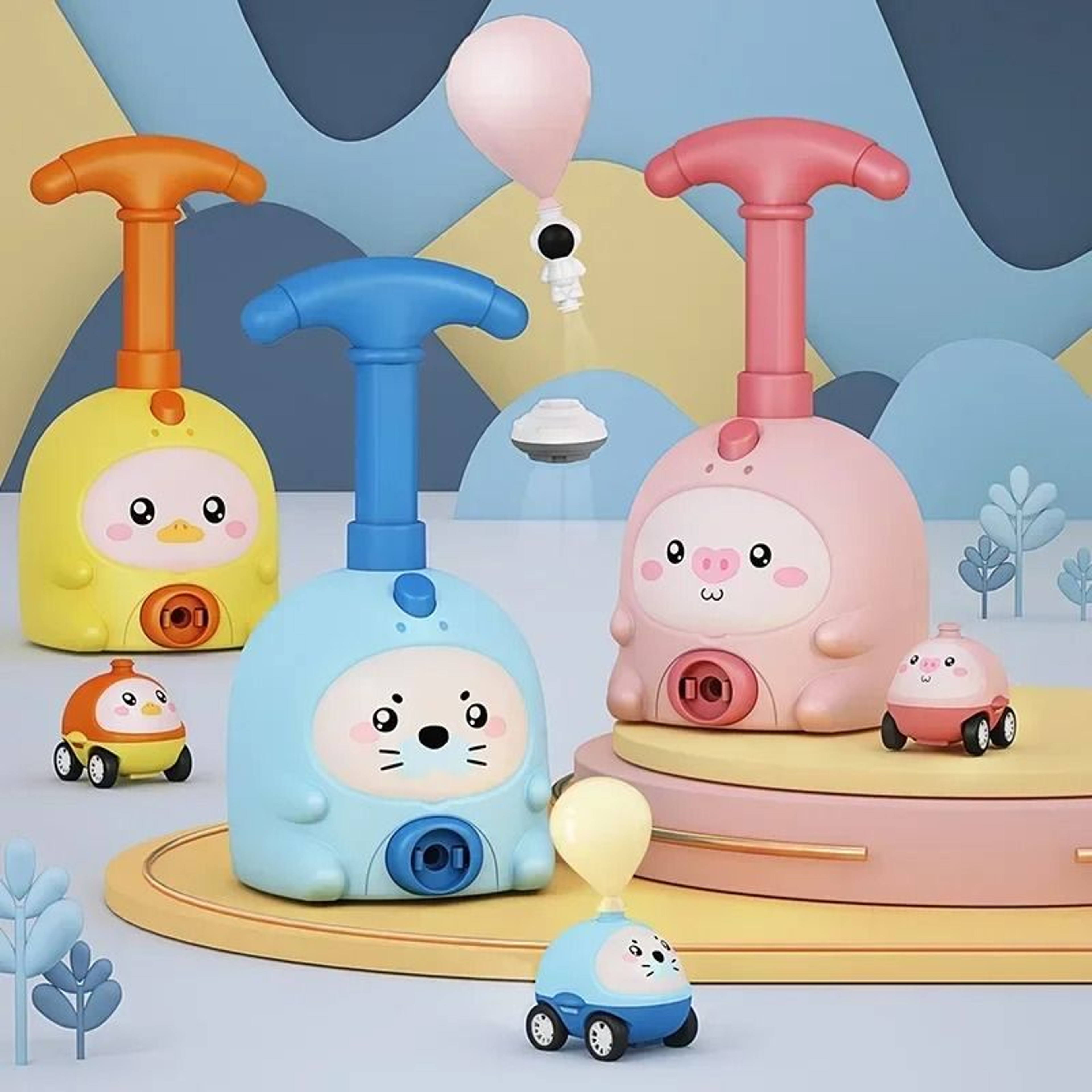 Kids Balloon Powered Car Launcher Toy STEM Science Learning Set 2