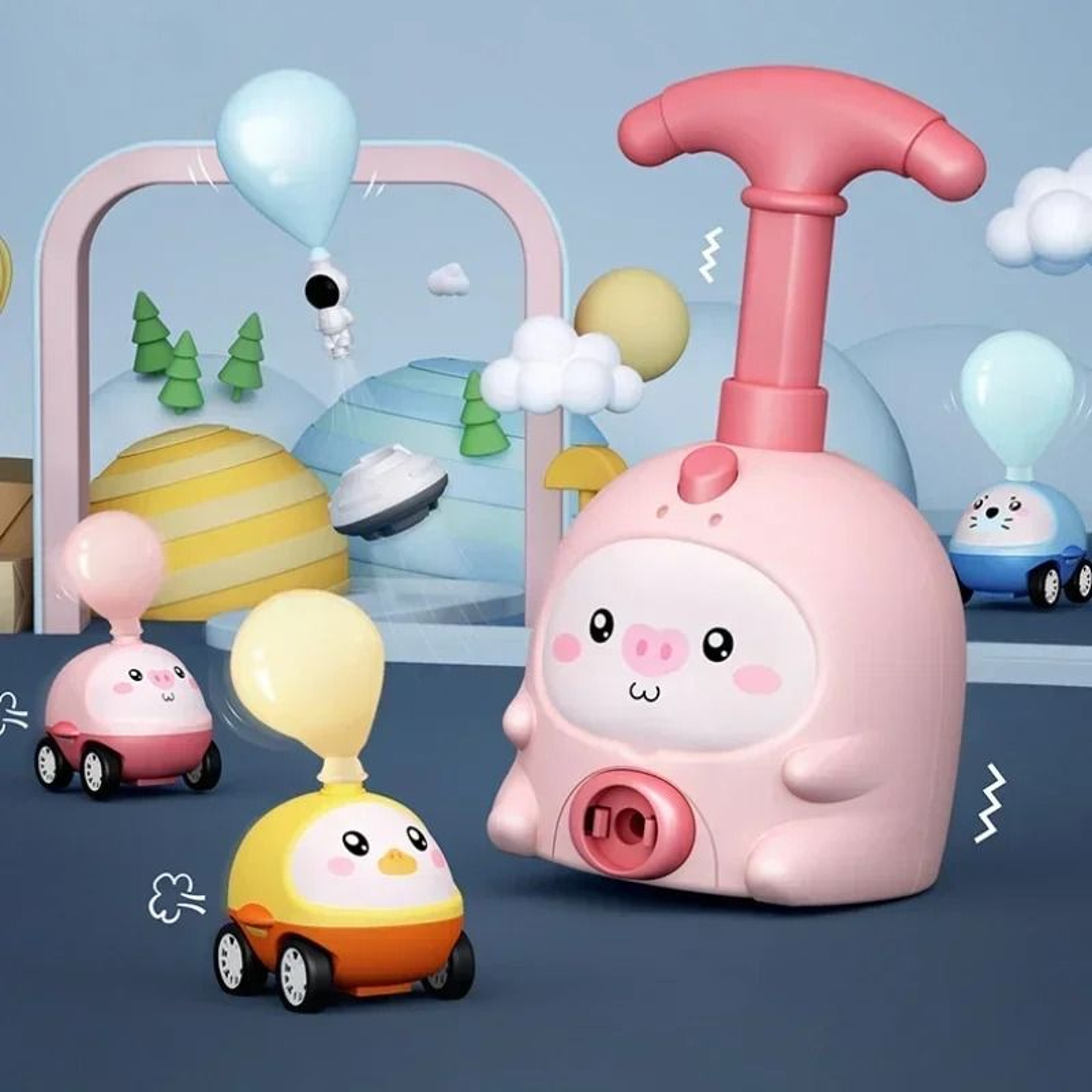 Kids Balloon Powered Car Launcher Toy STEM Science Learning Set 6