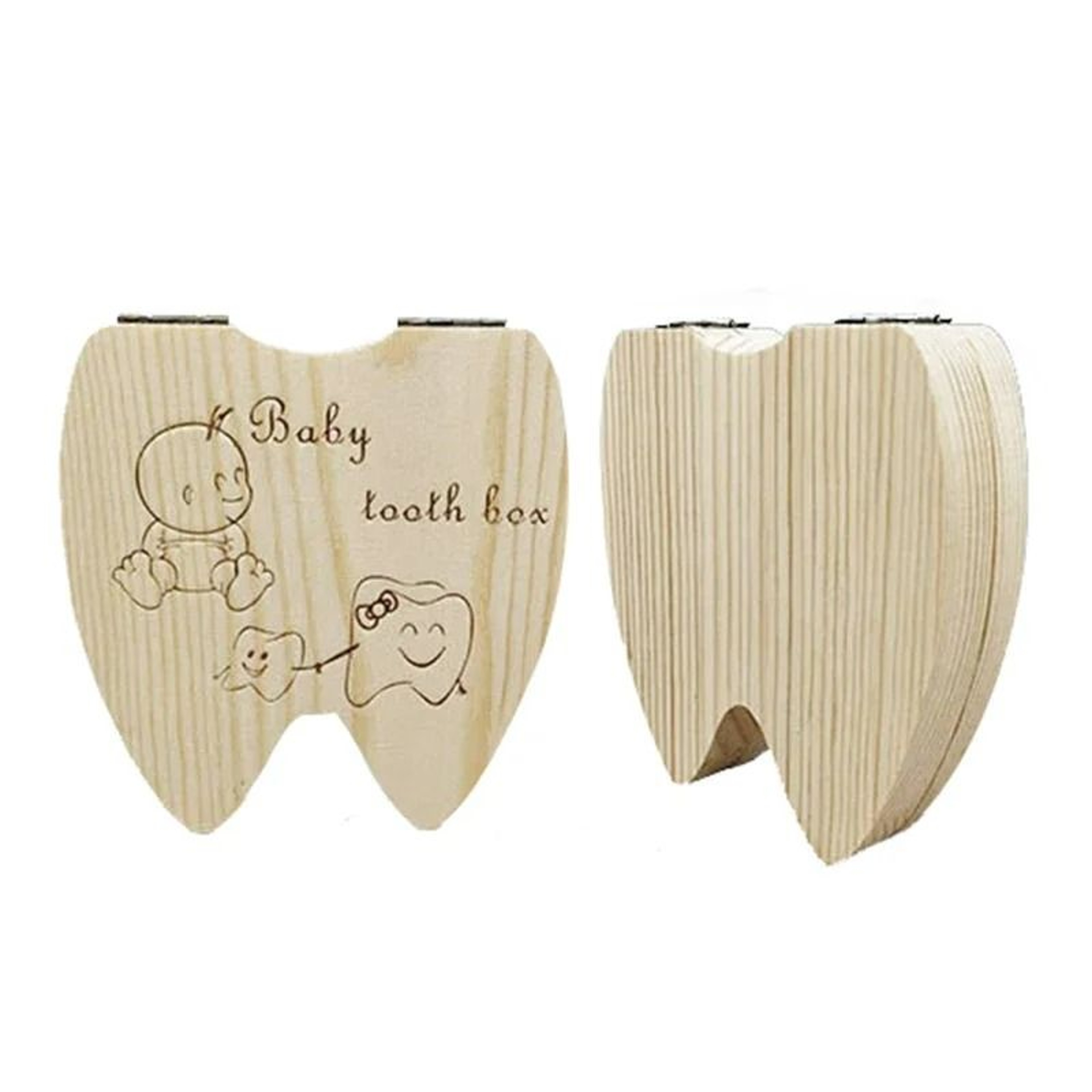 Wooden Baby Tooth Keepsake Box Milk Teeth Storage Organizer 3
