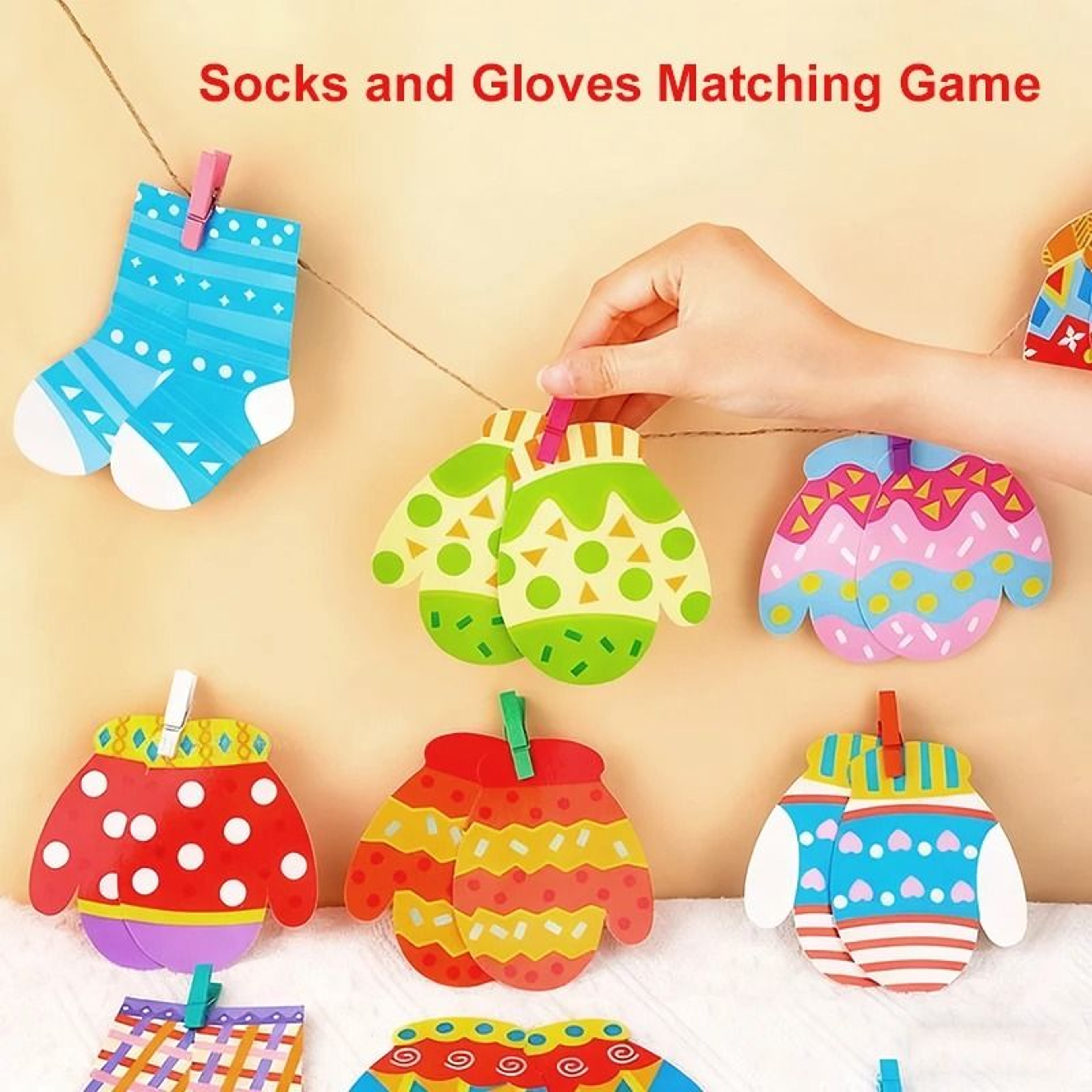 Montessori Color Matching Sock Game Fine Motor Learning Toy For Toddlers 3