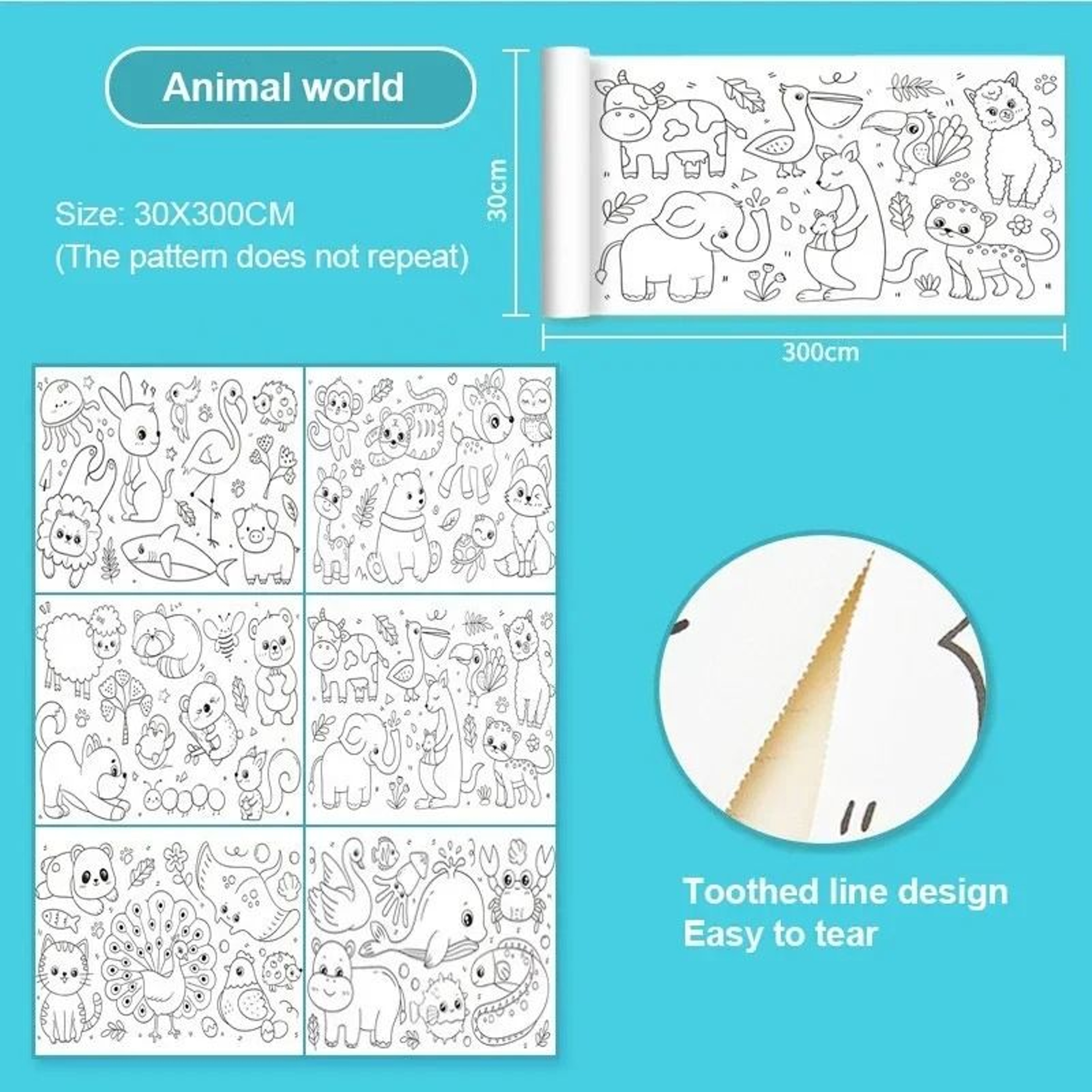 Kids Coloring Paper Roll Self Adhesive Drawing Scroll For Creative Art 10
