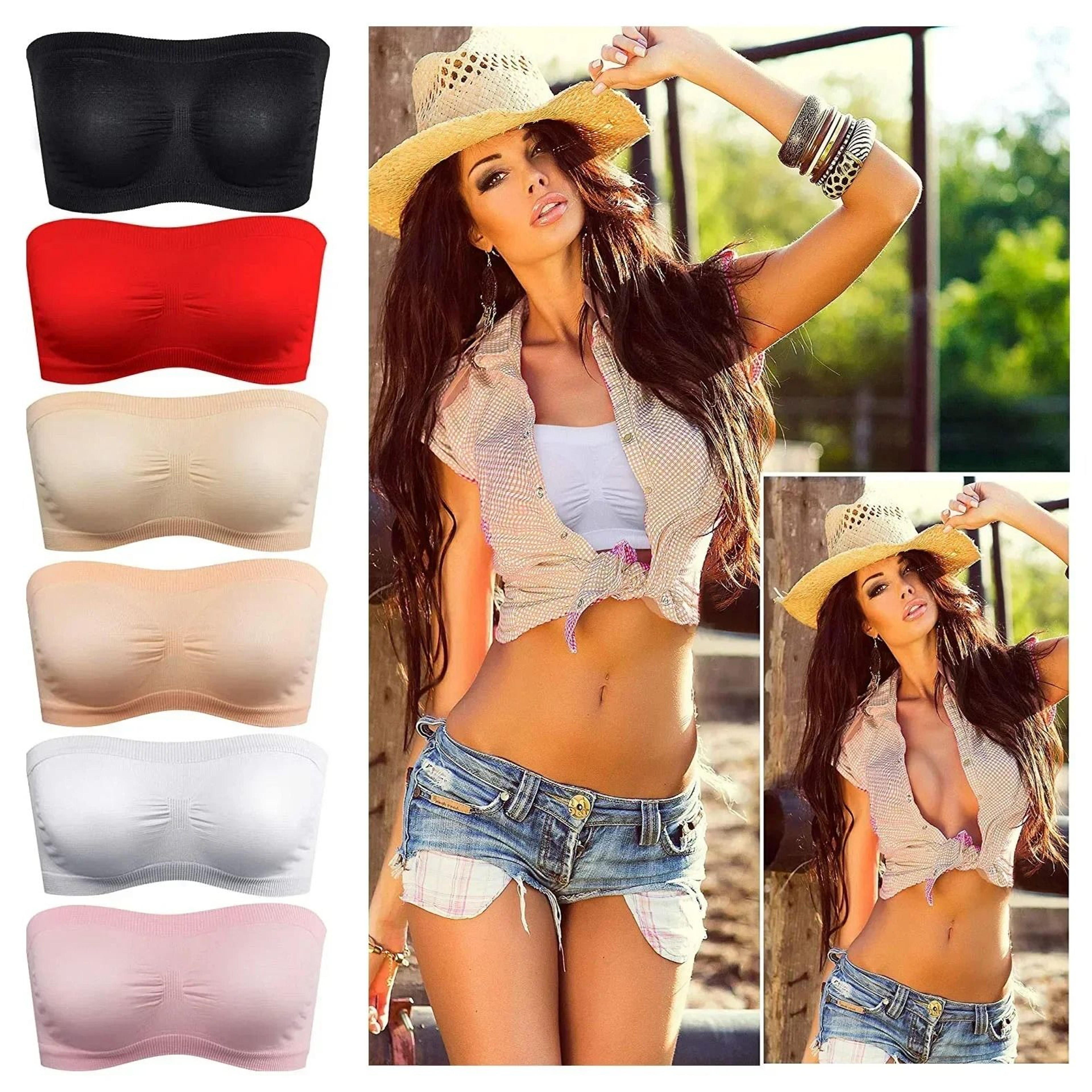 Seamless Strapless Tube Bra Breathable Stretch Bandeau Top For Women 2