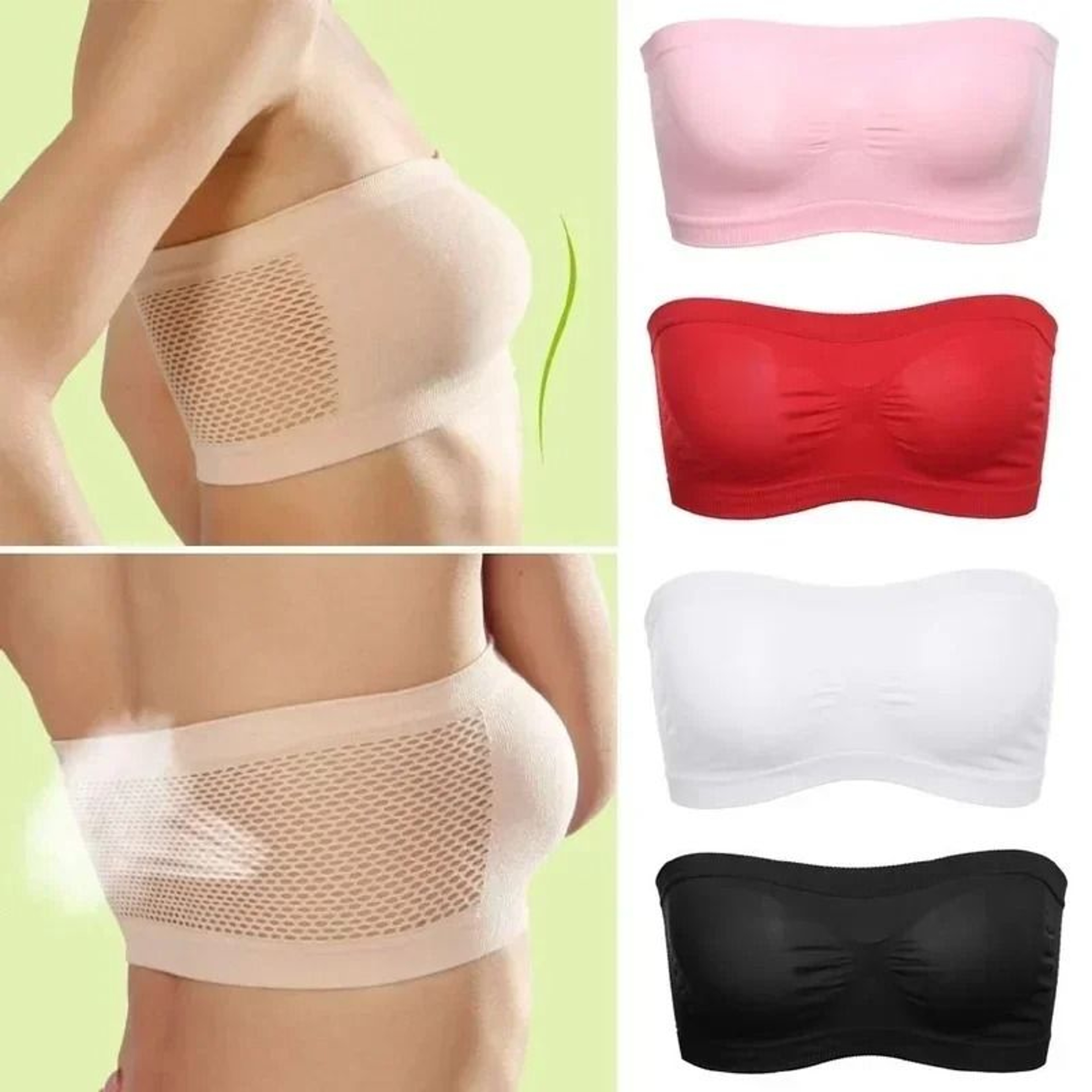 Seamless Strapless Tube Bra Breathable Stretch Bandeau Top For Women 3