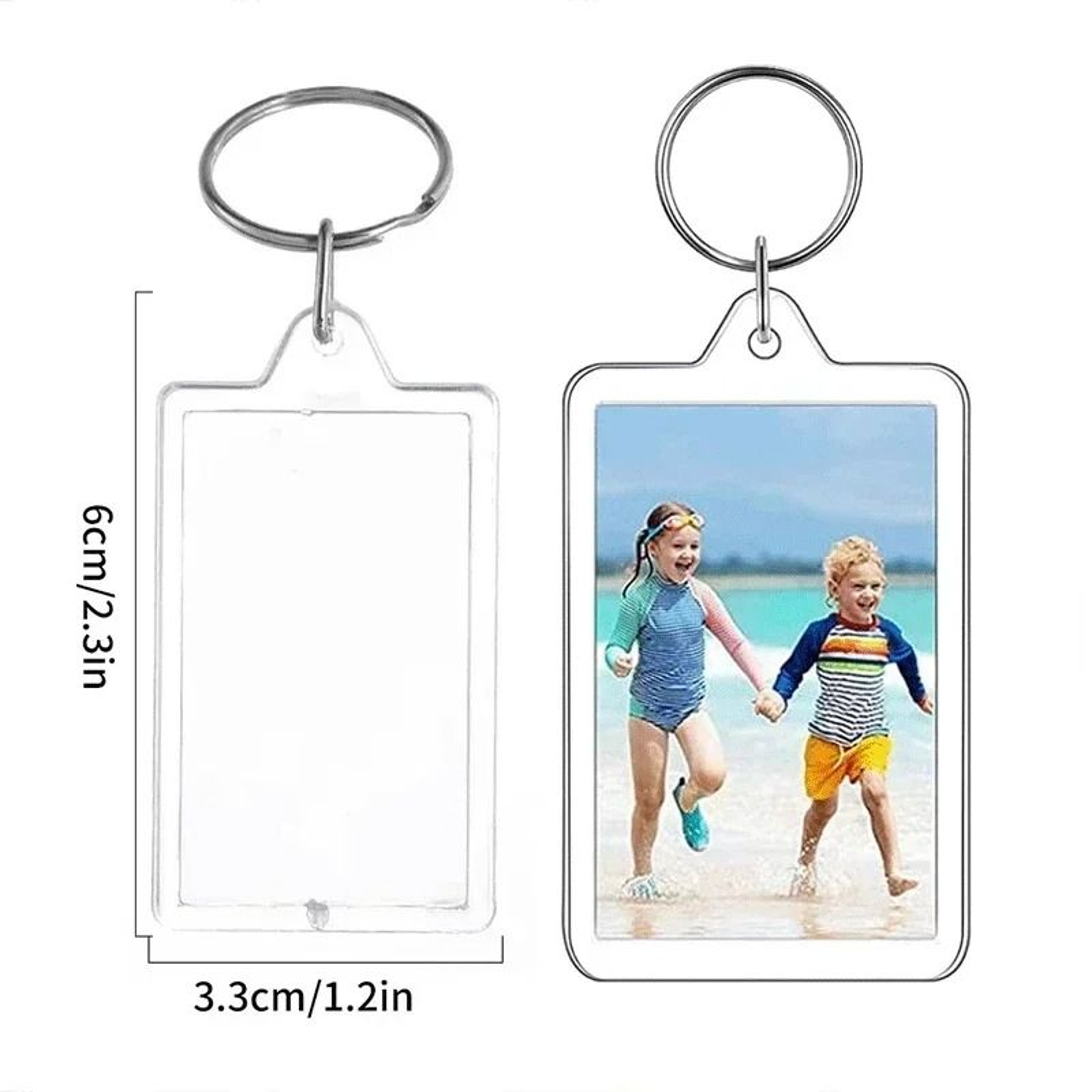 Clear Acrylic Photo Keychain Blanks Custom Insert Picture Frame Keyrings 7