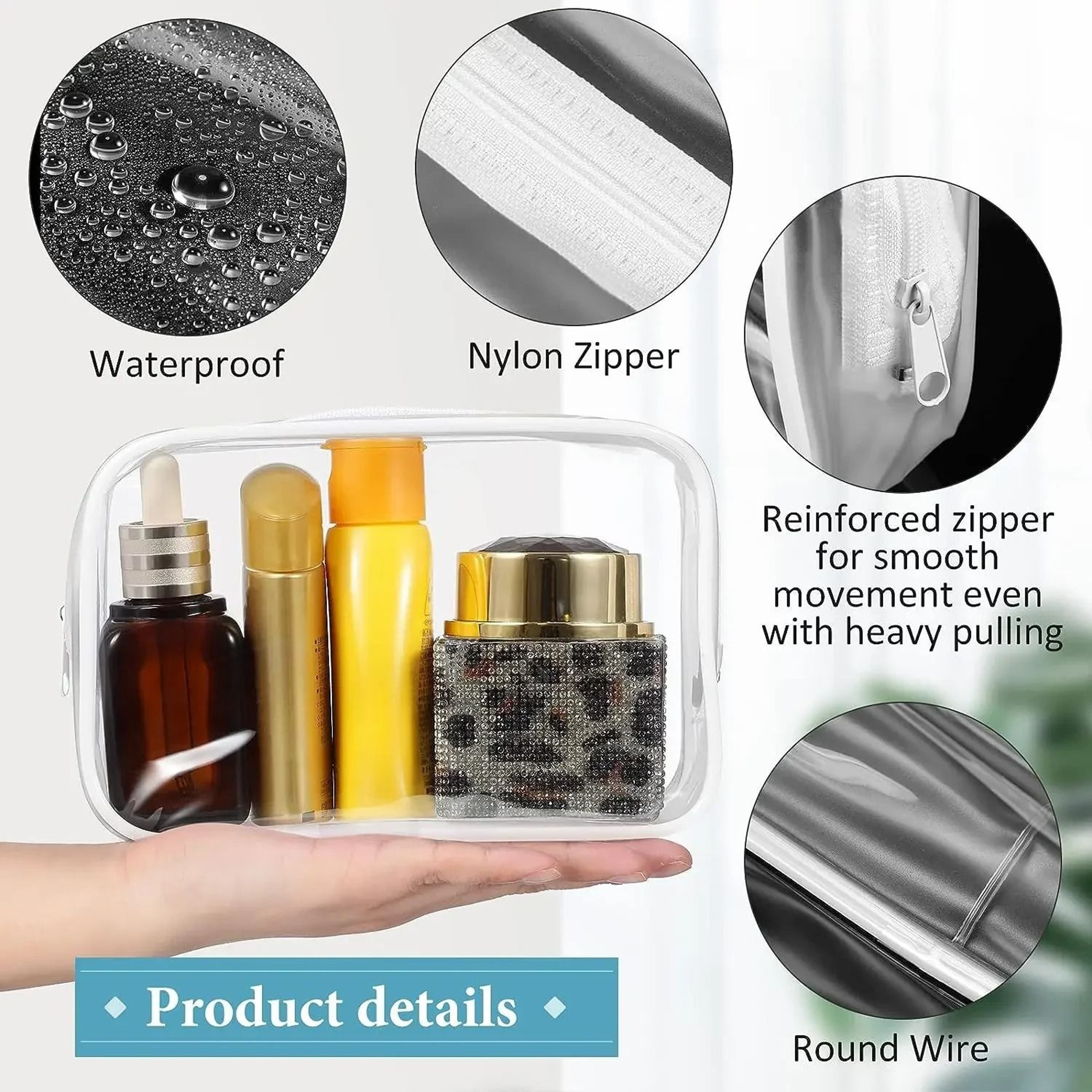 Clear PVC Travel Makeup Bag Transparent Cosmetic Organizer Toiletry Storage Case 4