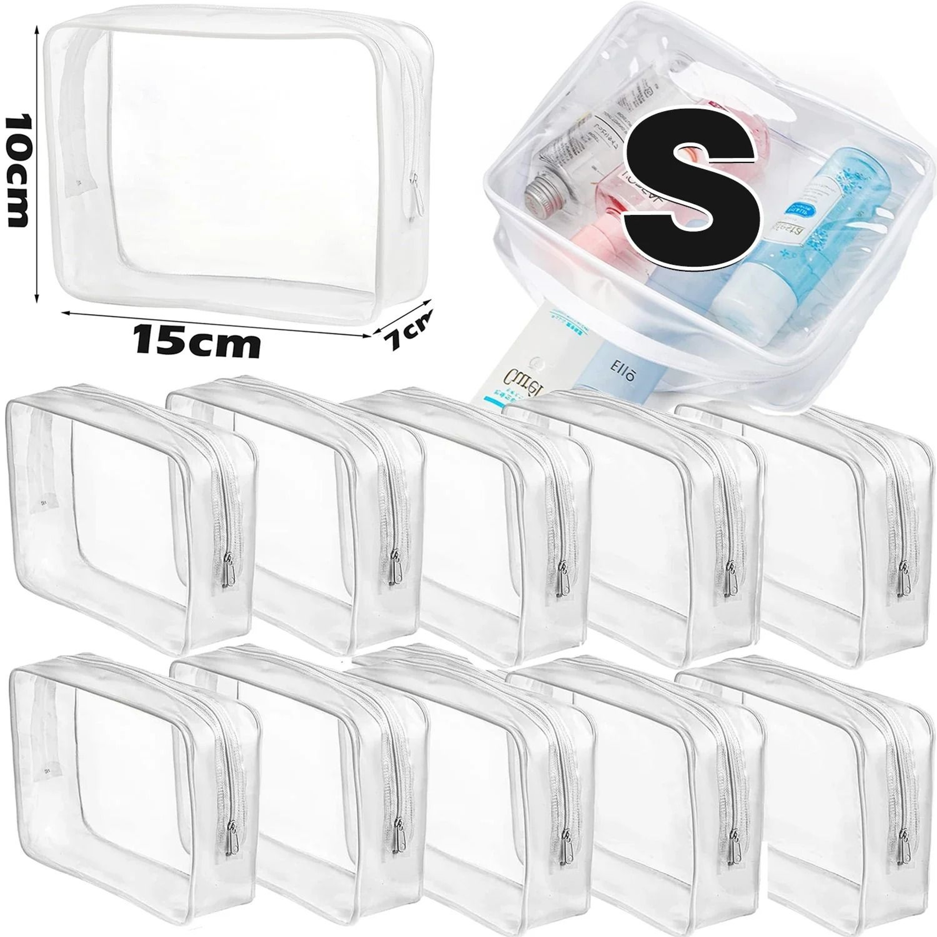 Clear PVC Travel Makeup Bag Transparent Cosmetic Organizer Toiletry Storage Case 7