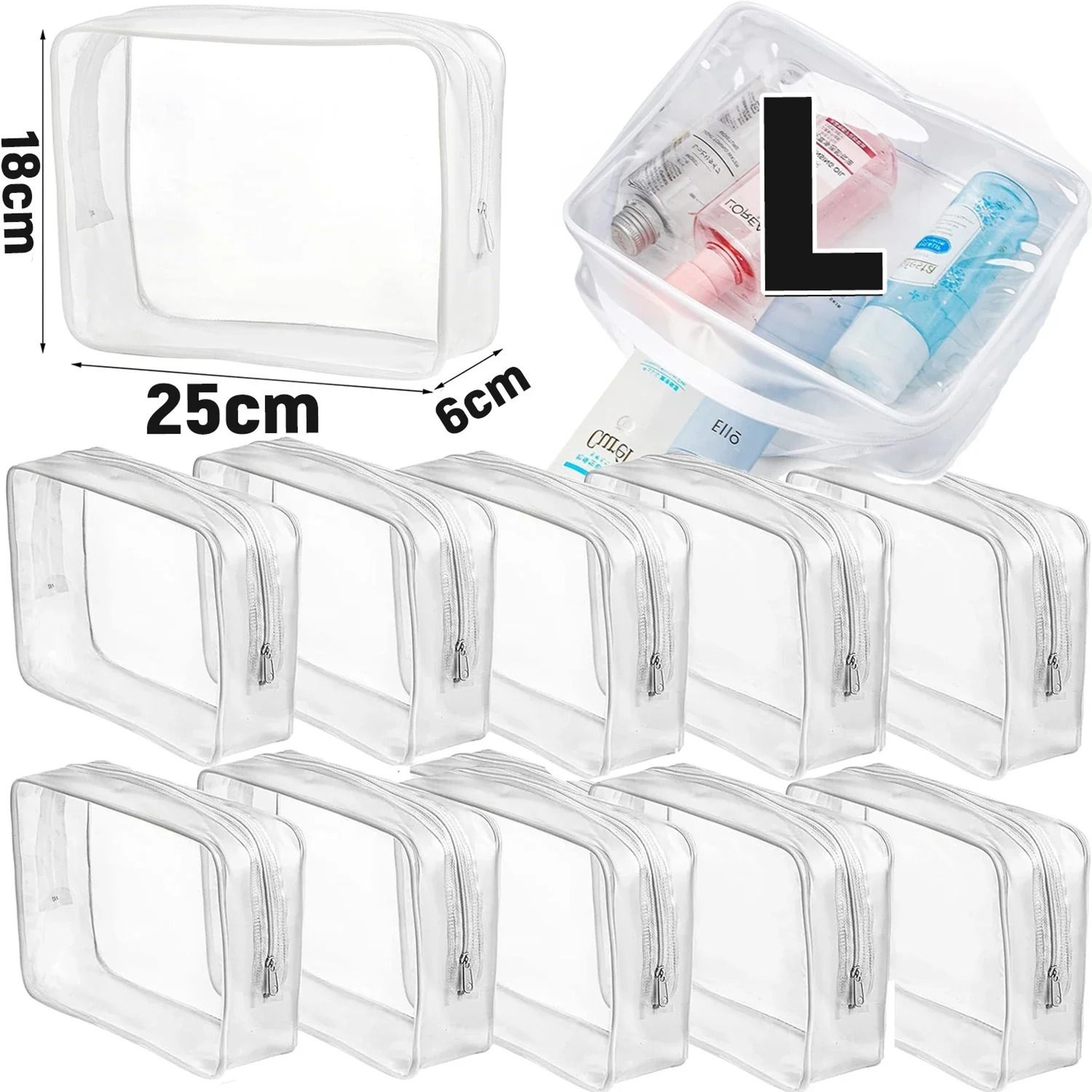 Clear PVC Travel Makeup Bag Transparent Cosmetic Organizer Toiletry Storage Case 8