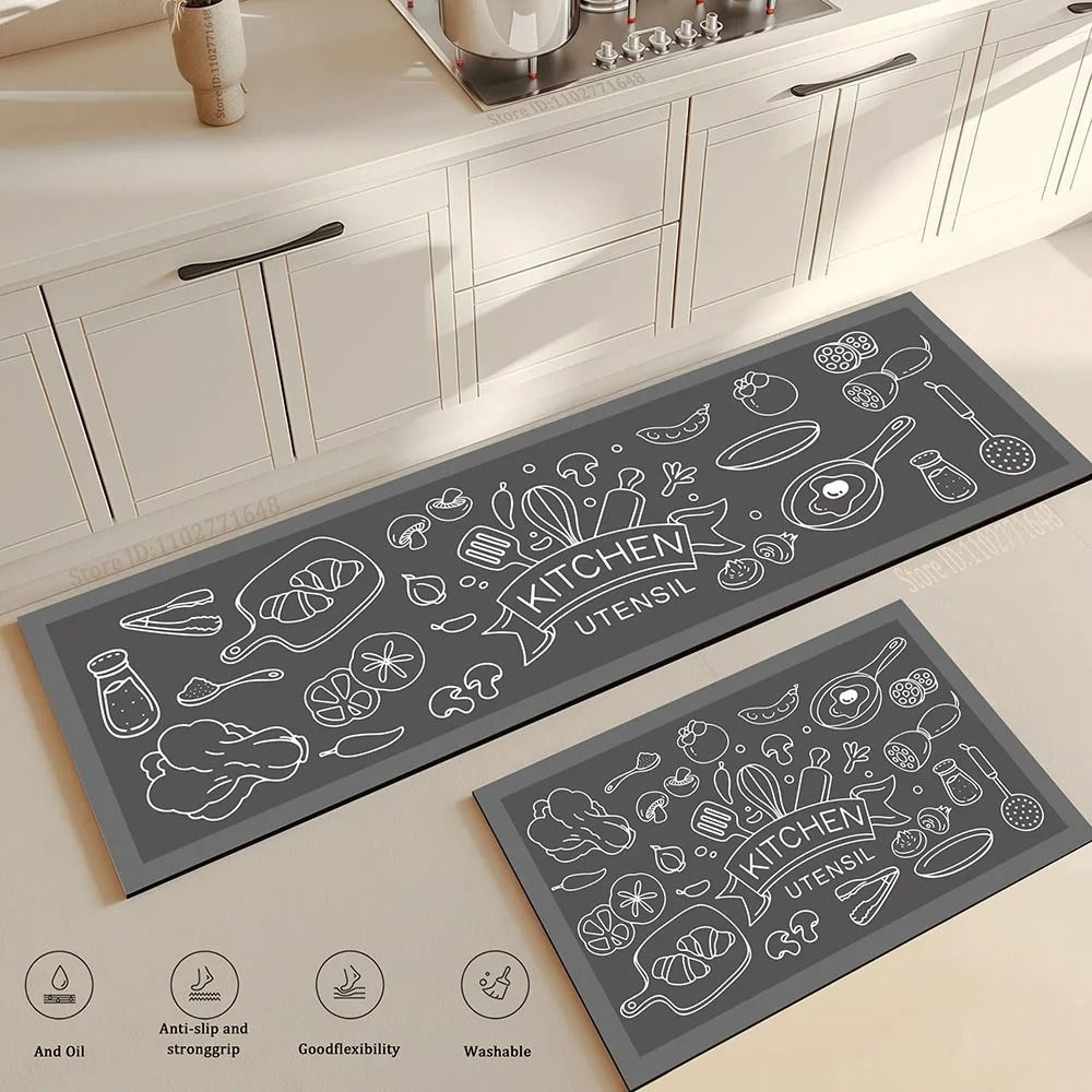Luxury Anti Fatigue Kitchen Floor Mat Waterproof Non Slip Washable Runner Rug 2