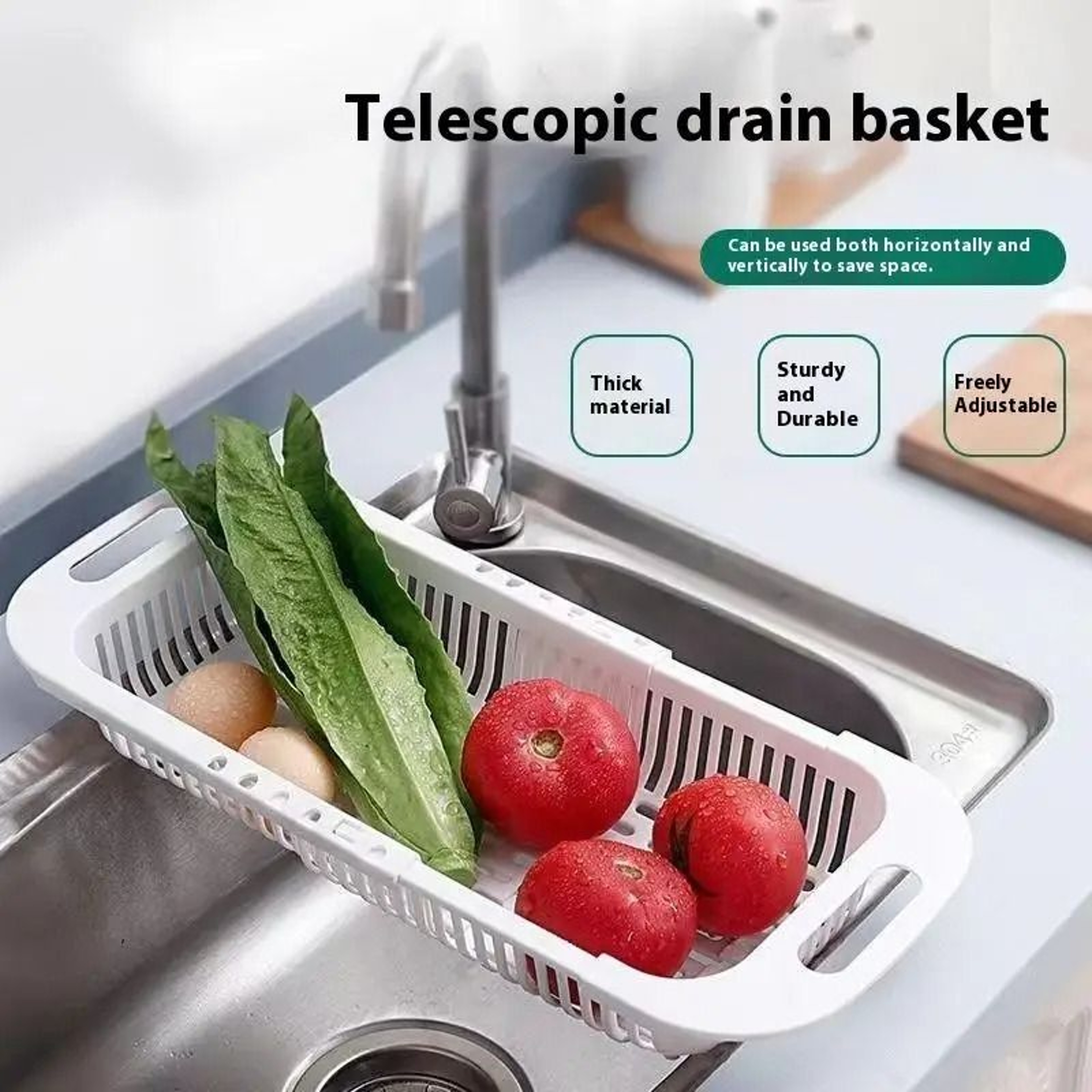 Retractable Sink Drain Basket For Washing Fruits Vegetables Dishes  Kitchen Organization 1