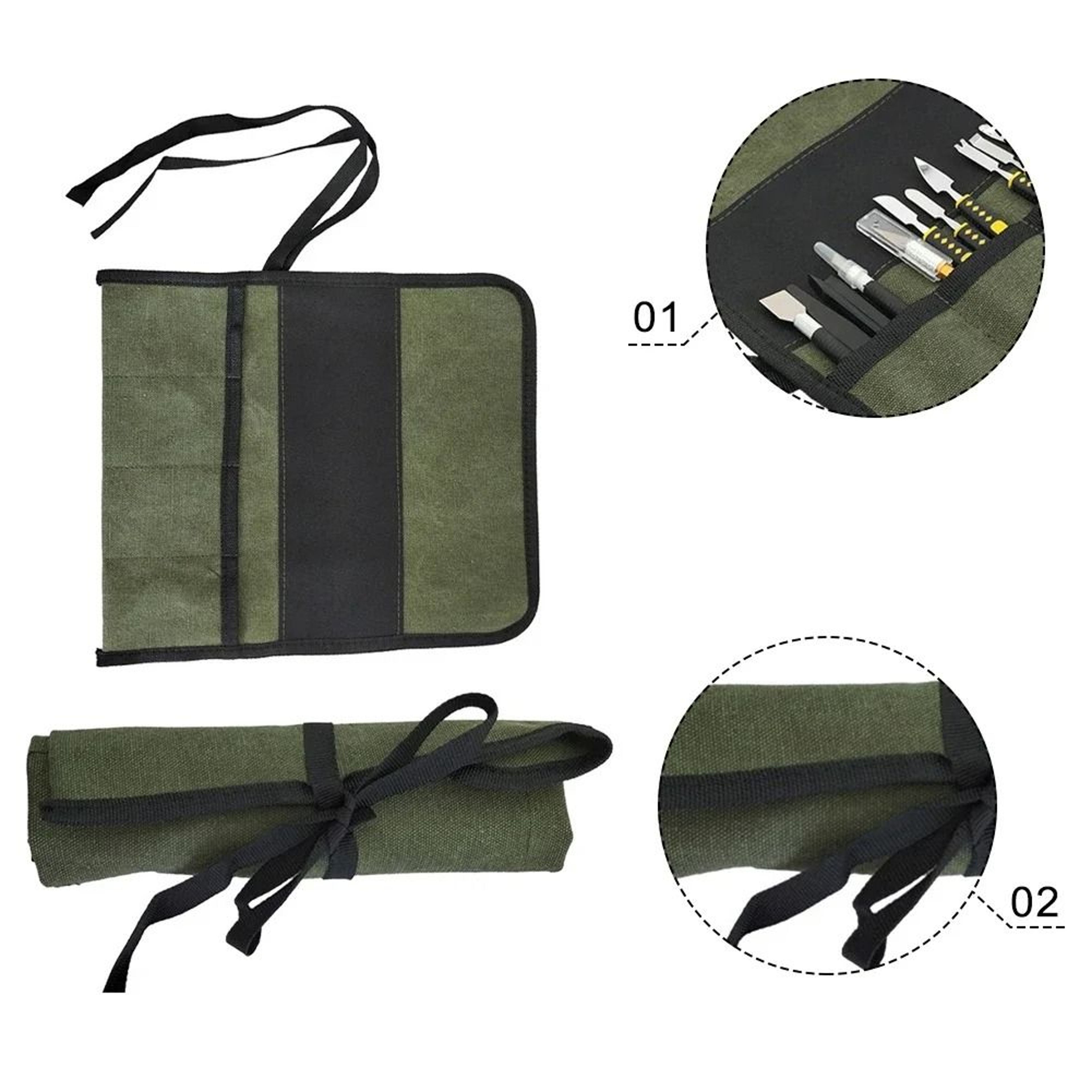 Multi Pocket Roll Up Tool Bag For Organized Storage And Easy Carry 1