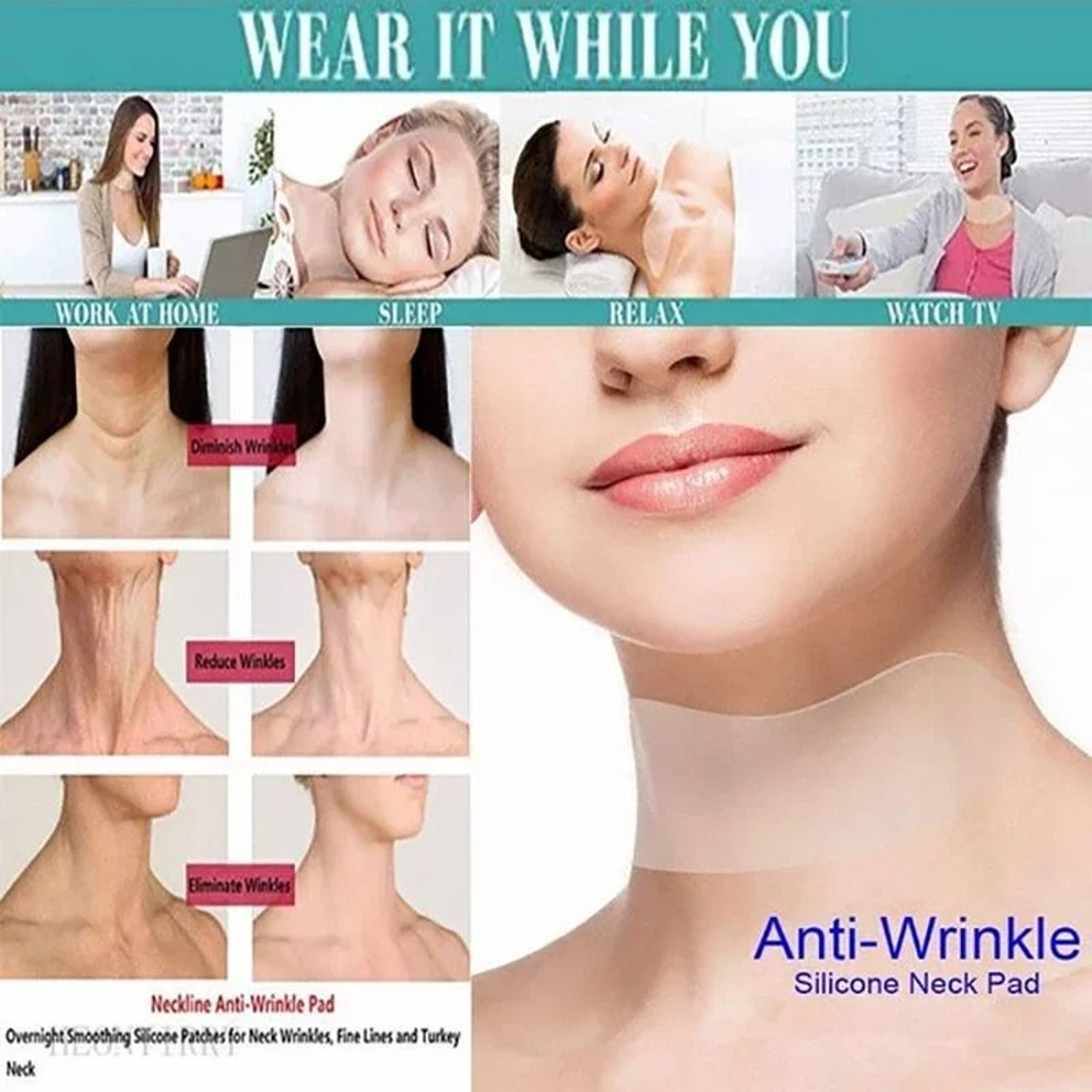 Reusable Silicone Facial Smoothing Patches And Anti Wrinkle Pad Set 3