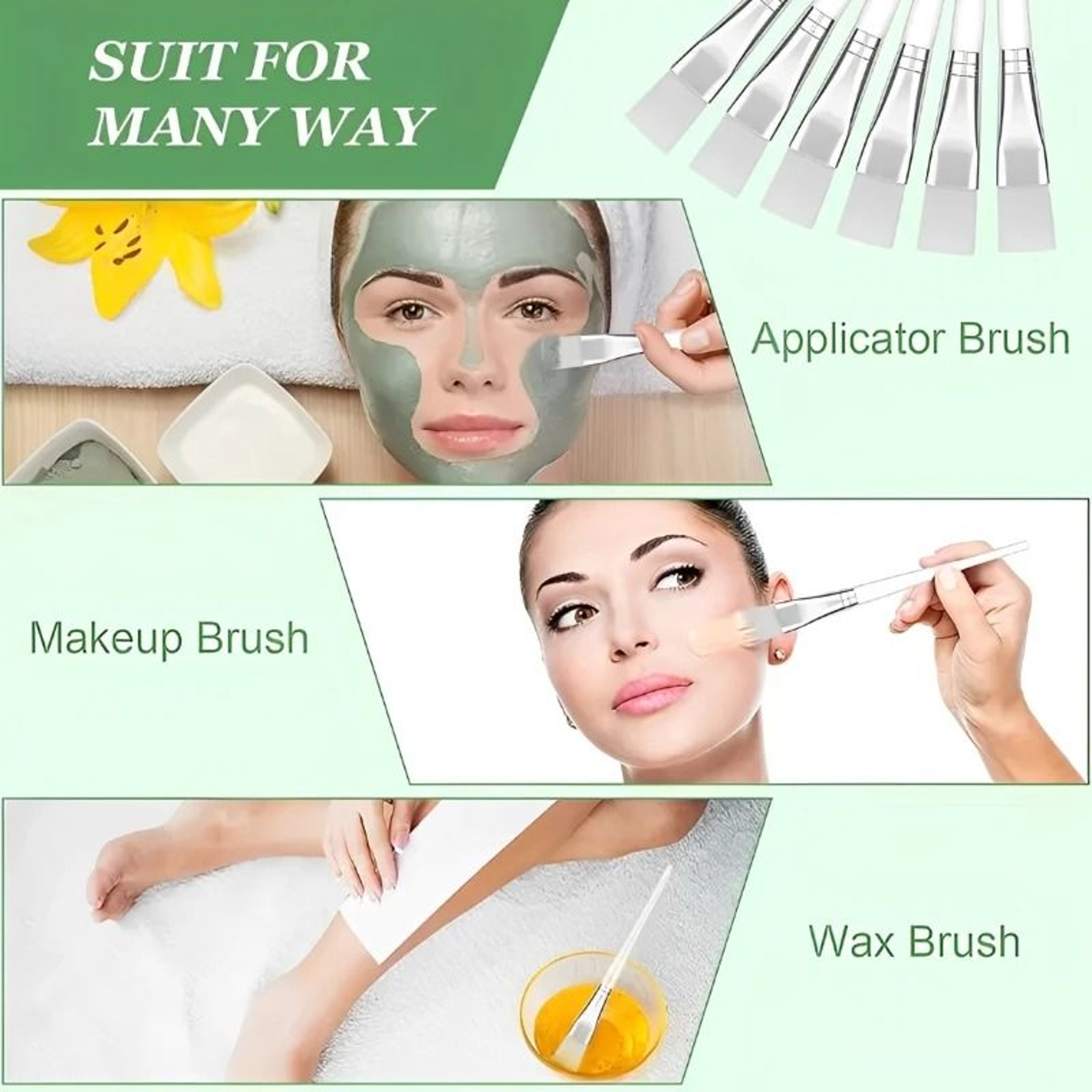 Transparent Crystal Handle Soft Bristle Facial Mask Brush Set 1