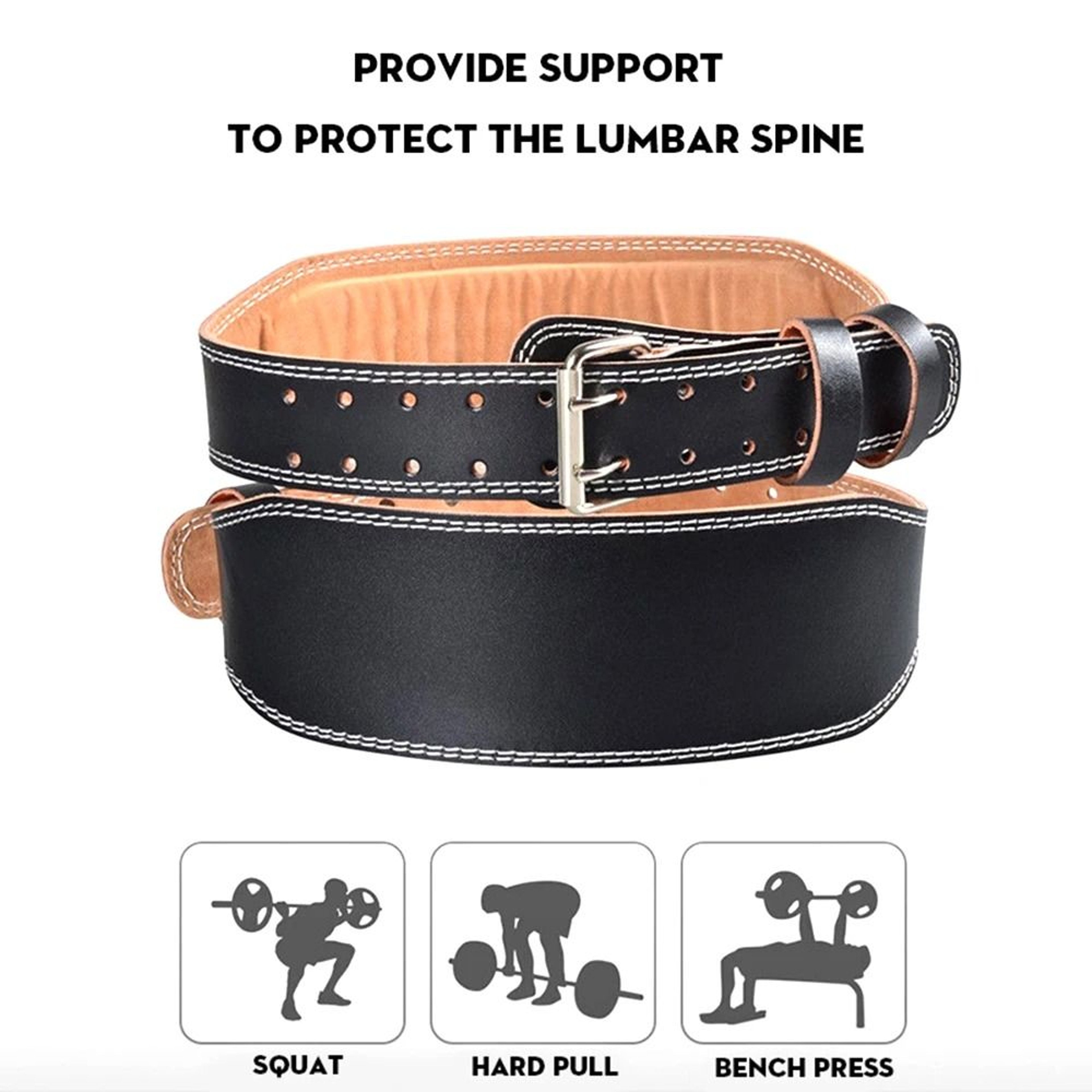 Premium Adjustable Leather Weightlifting Belt And Lumbar Support 3