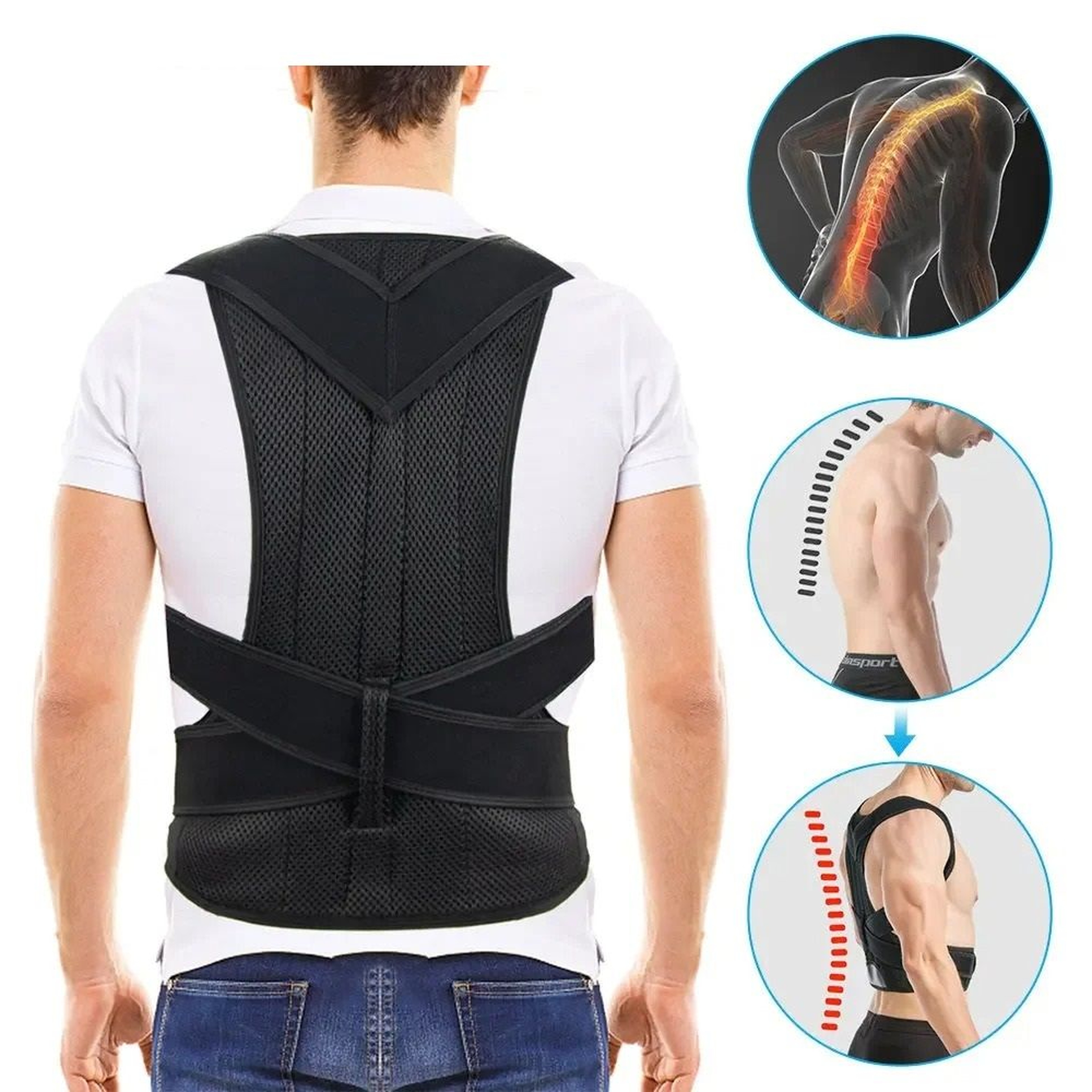 Premium Reinforced Lumbar Posture Corrector Vest And Adjustable Back Support Brace 4