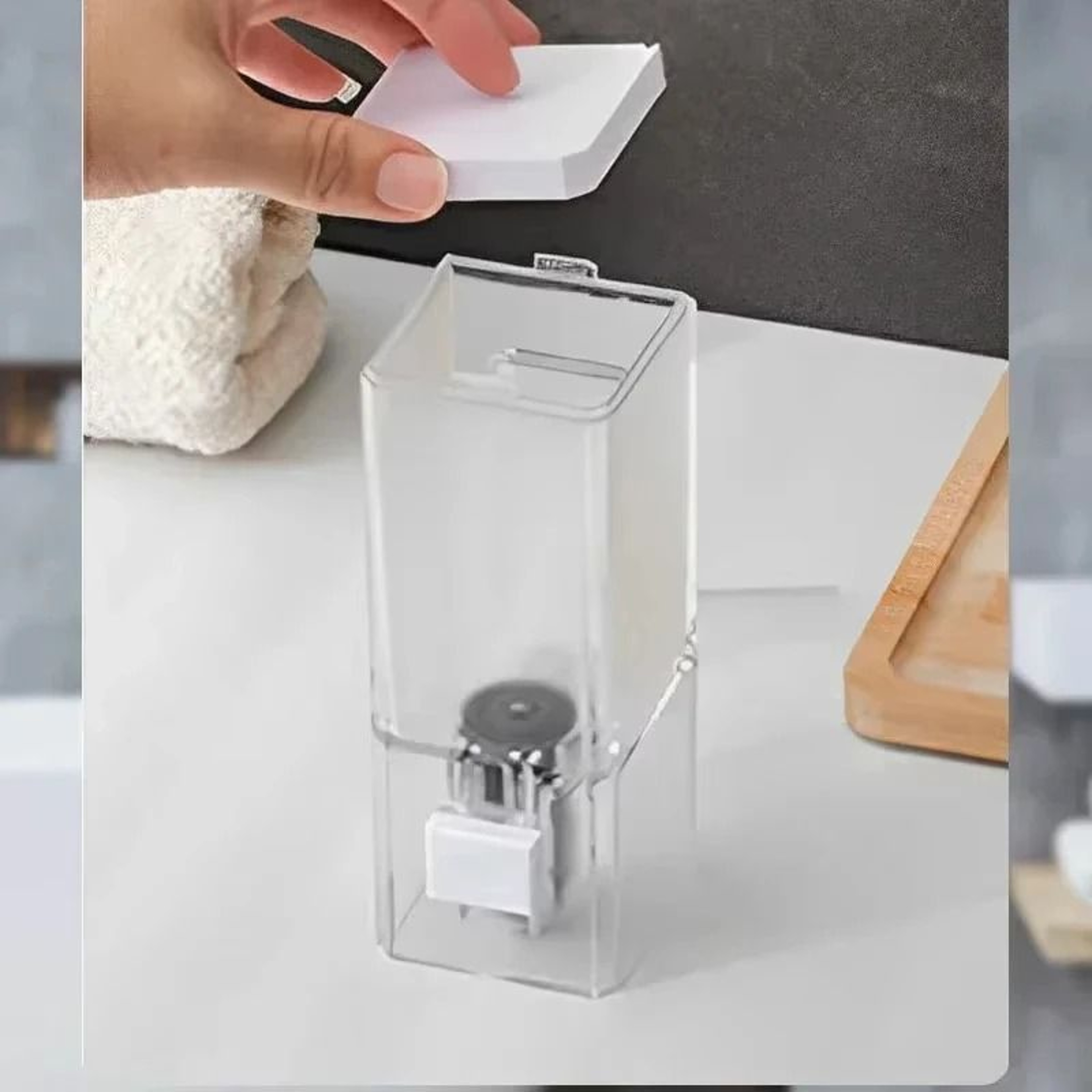Perforated Manual Press Soap Dispenser Wall Mounted Traceless Disinfectant Bottle 3