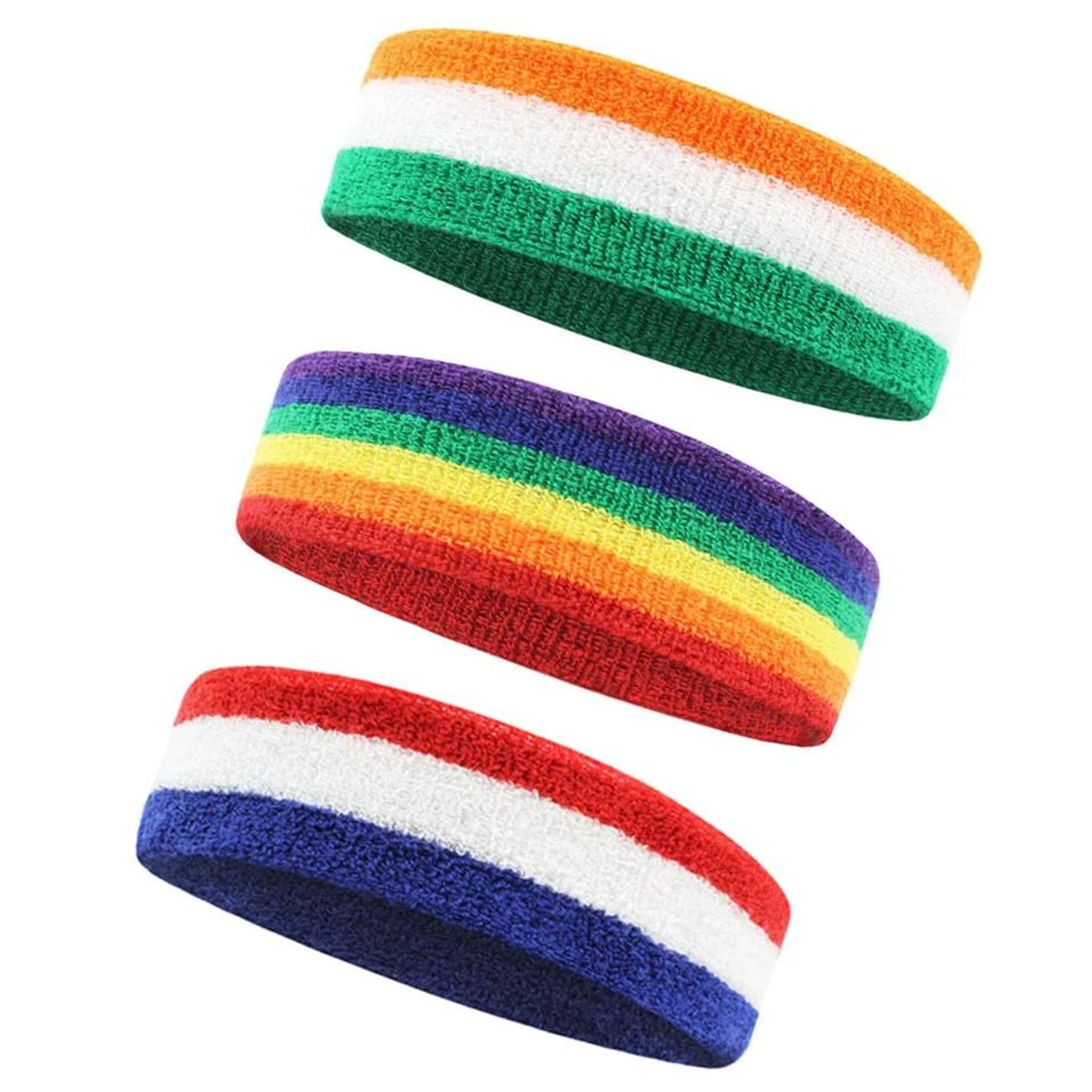 3Pack Elastic Cotton Terry Cloth Athletic Headband Sweatbands 15