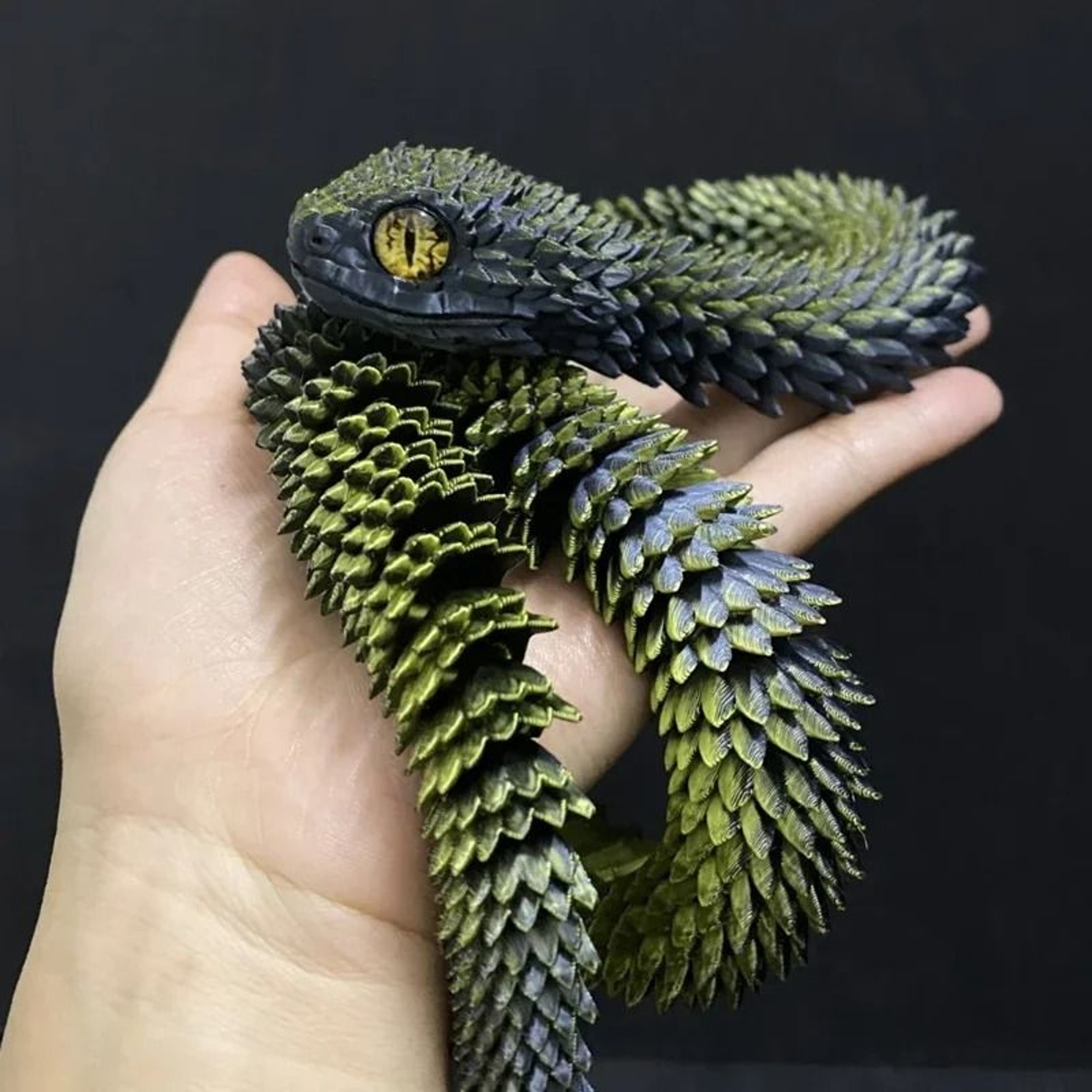 3D Printed Articulated Snake Figurine 12 In  30 Cm  Fully Rotatable Joint Mobility Animal Simulatio 4