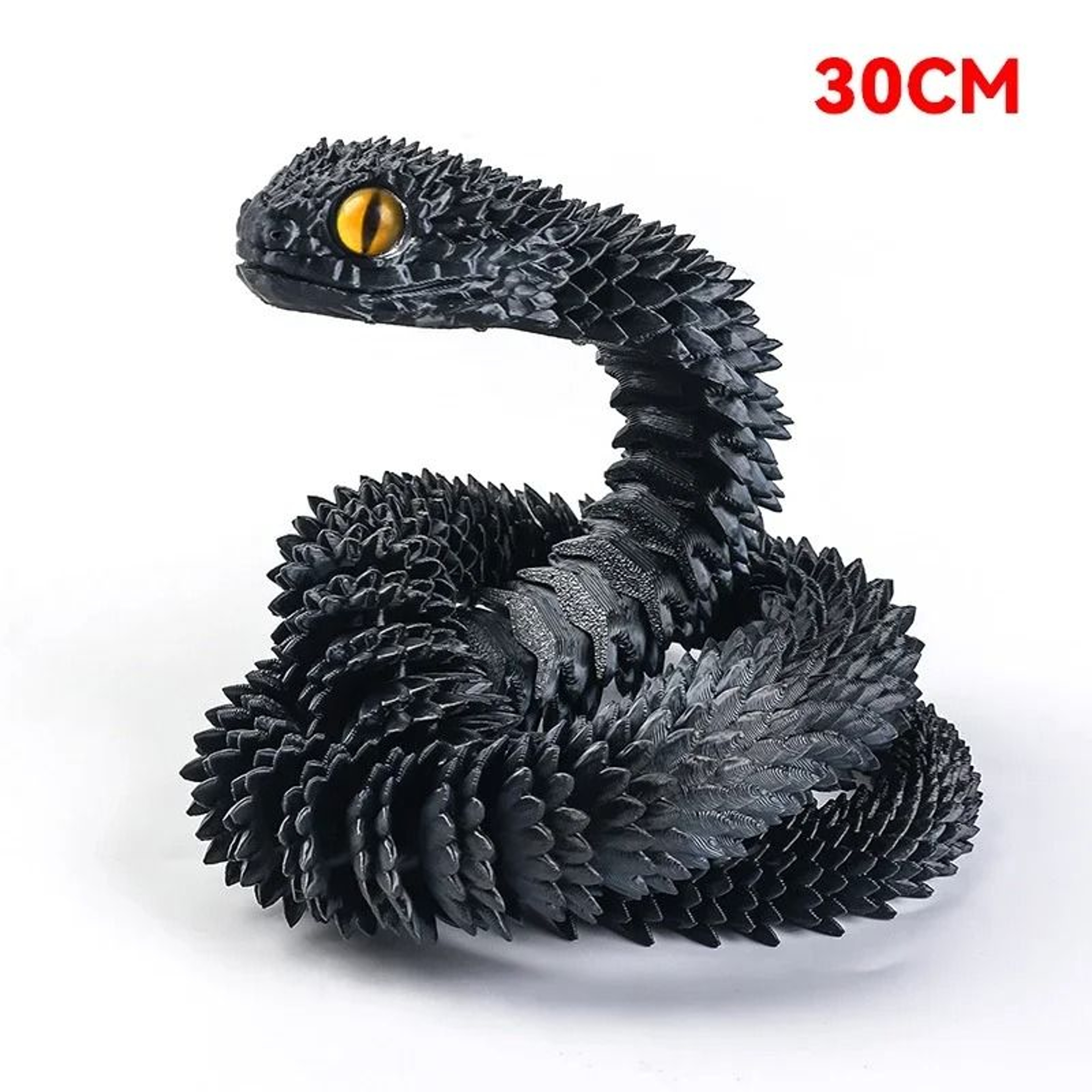 3D Printed Articulated Snake Figurine 12 In  30 Cm  Fully Rotatable Joint Mobility Animal Simulatio 3
