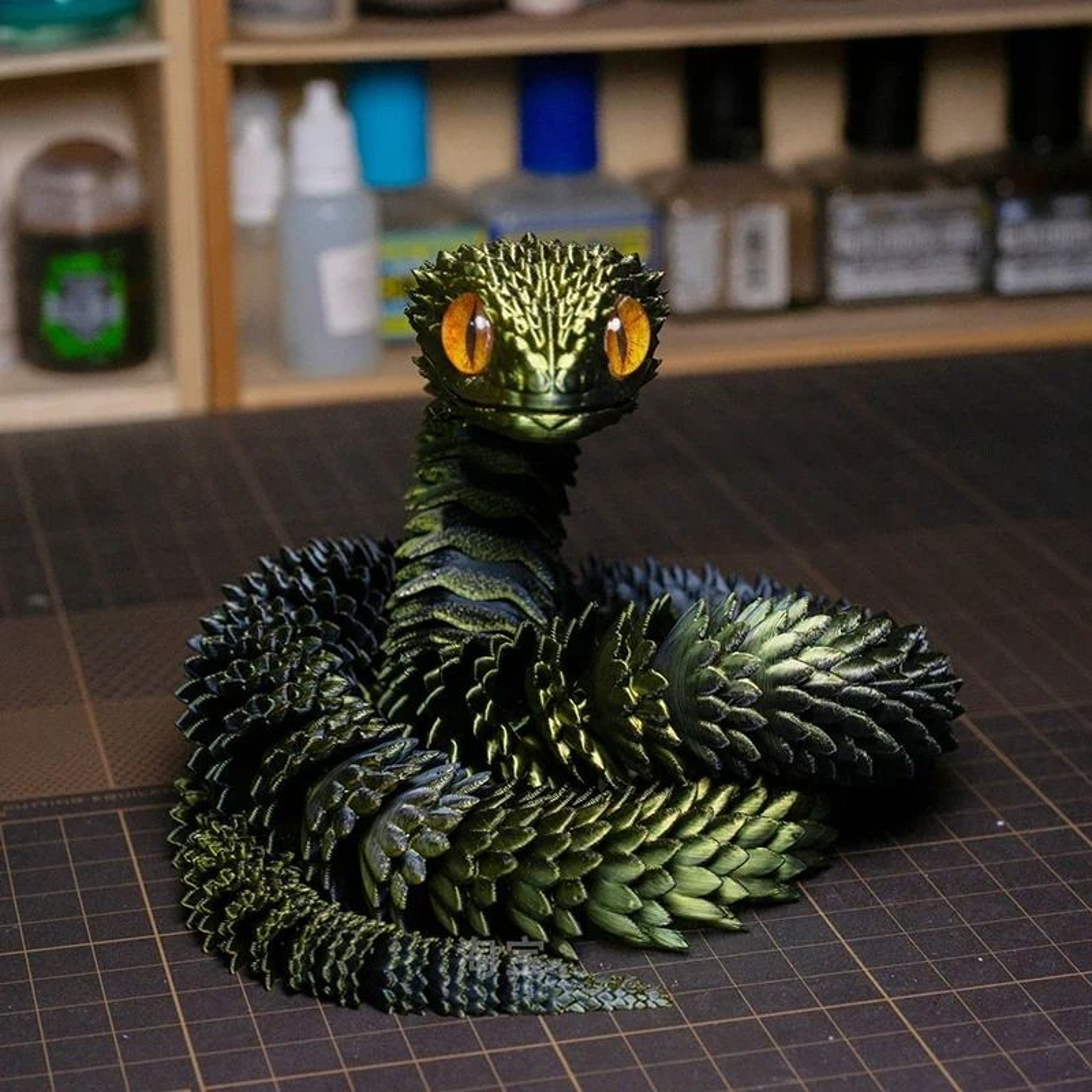 3D Printed Articulated Snake Figurine 12 In  30 Cm  Fully Rotatable Joint Mobility Animal Simulatio 7