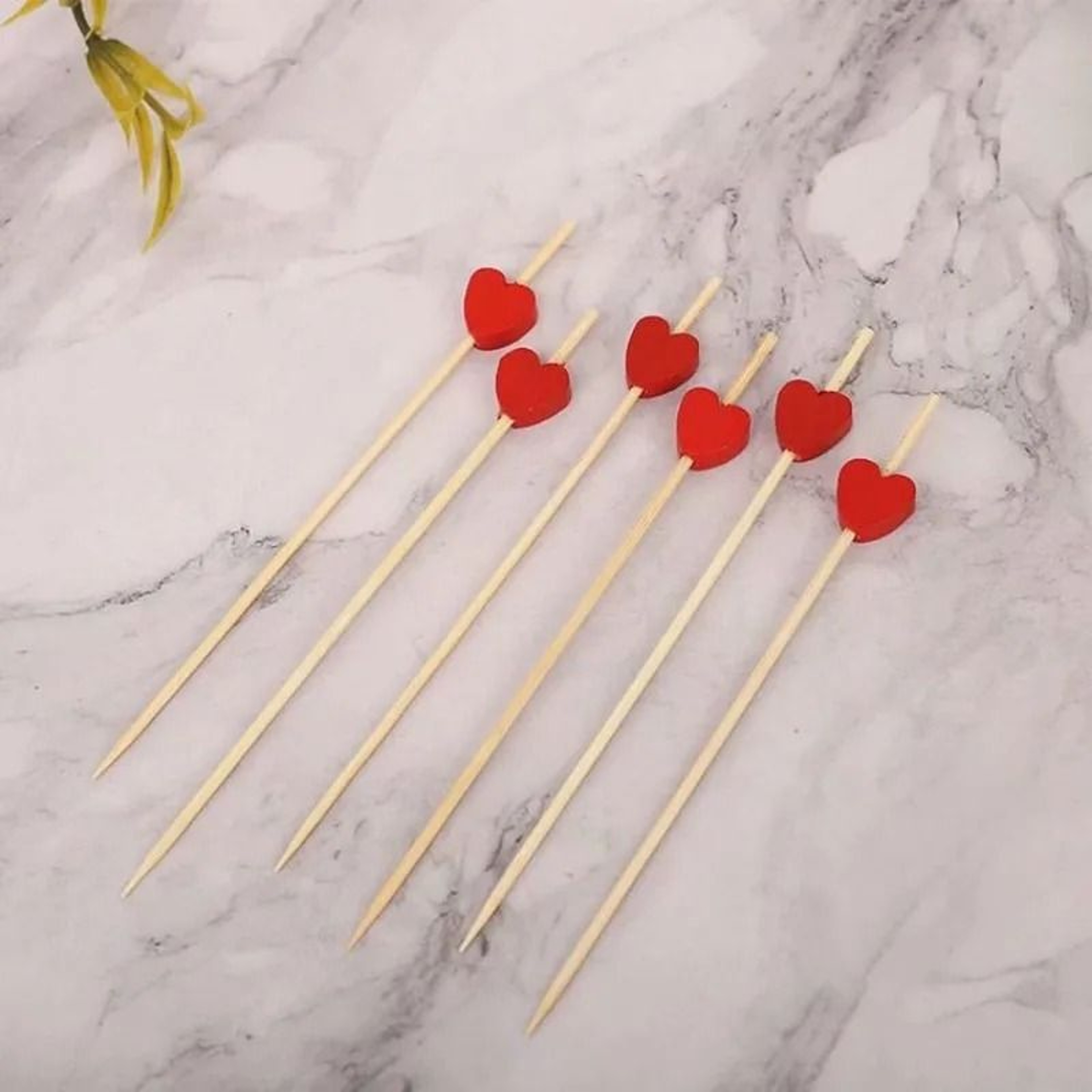 Red Heart Cocktail Picks  Fruit Sticks  Disposable Bamboo Cocktail Toothpicks For Valentines Day We 1