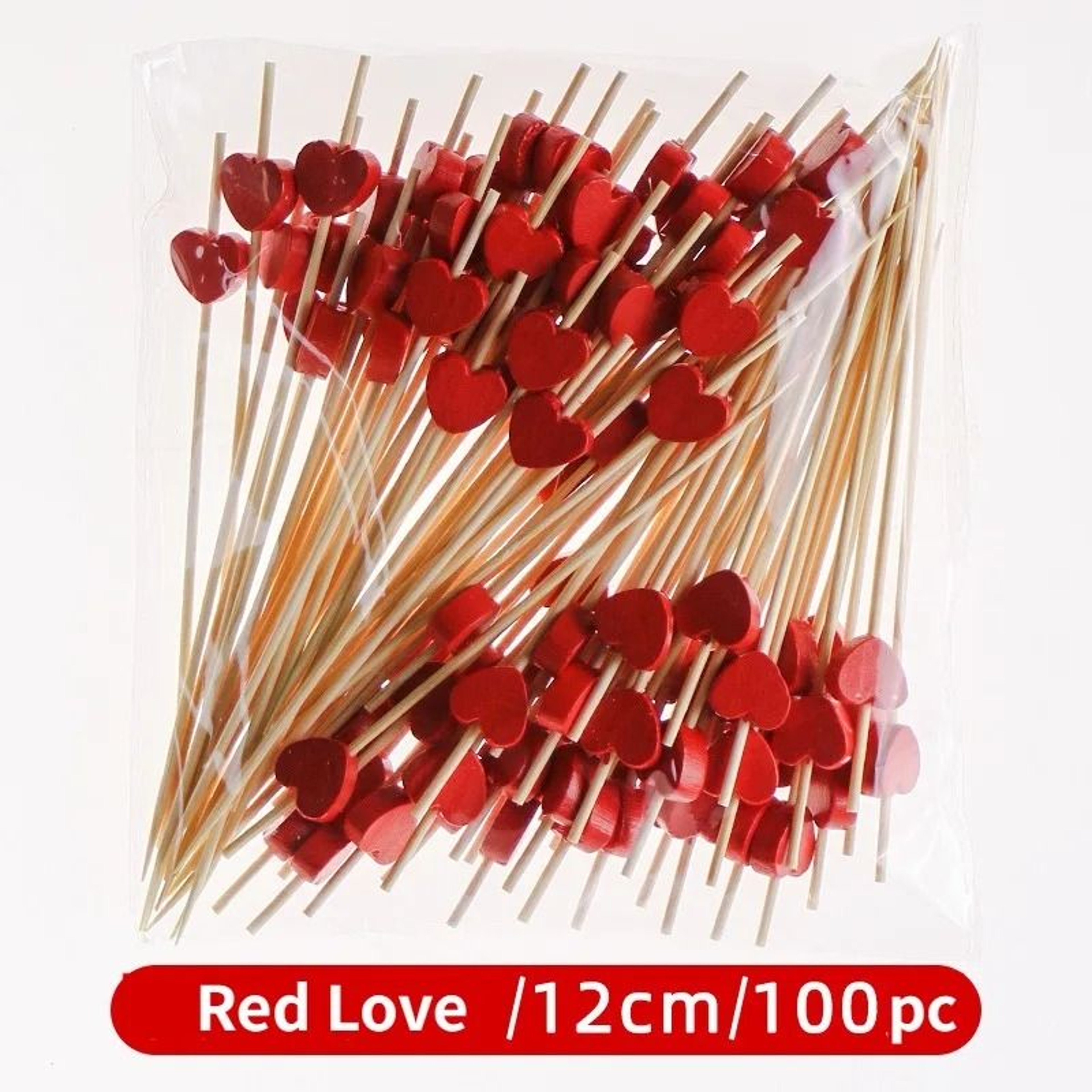 Red Heart Cocktail Picks  Fruit Sticks  Disposable Bamboo Cocktail Toothpicks For Valentines Day We 4