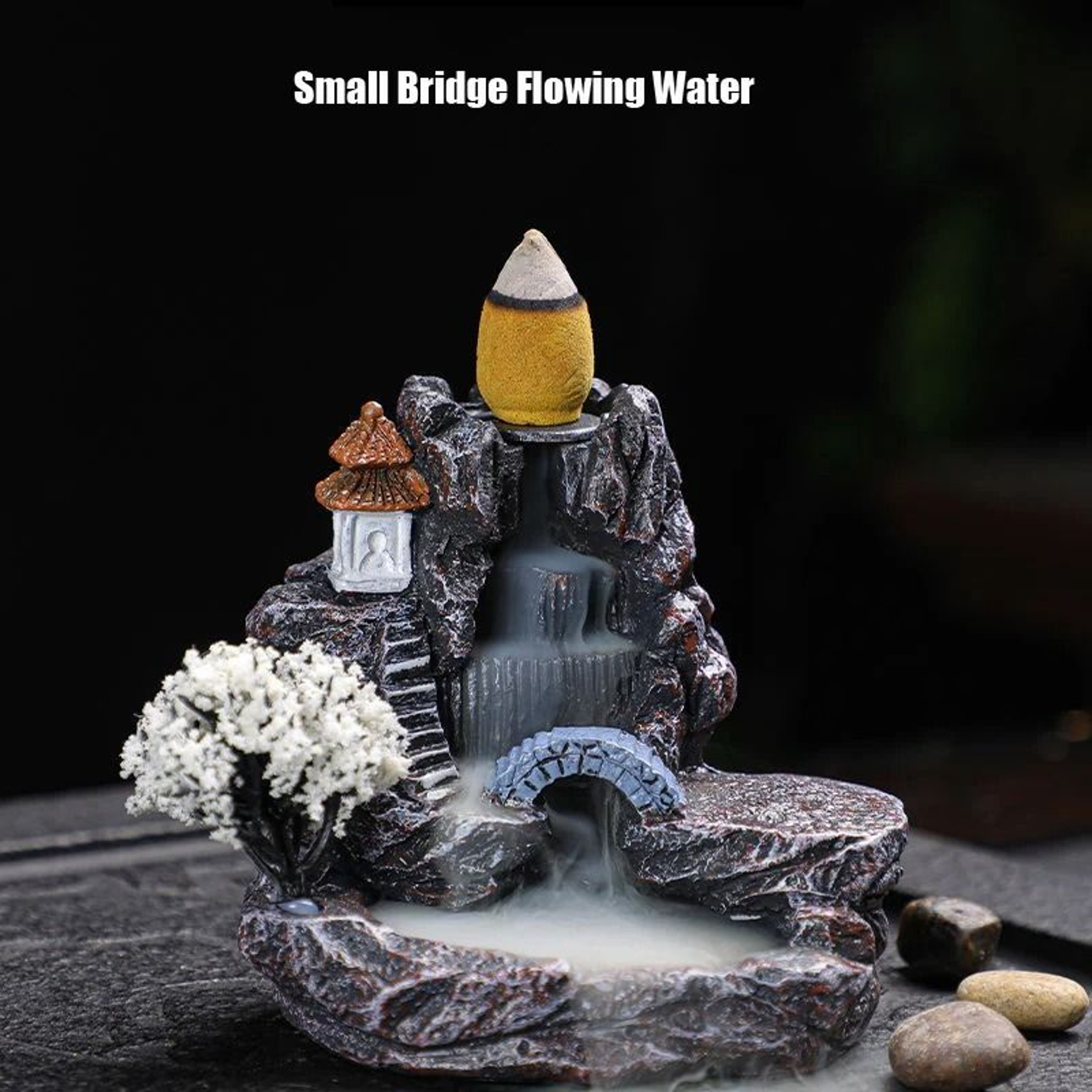 Backflow Incense Holder Waterfall Burner Aromatherapy Desk Ornament With Cascading Smoke Effect And 4