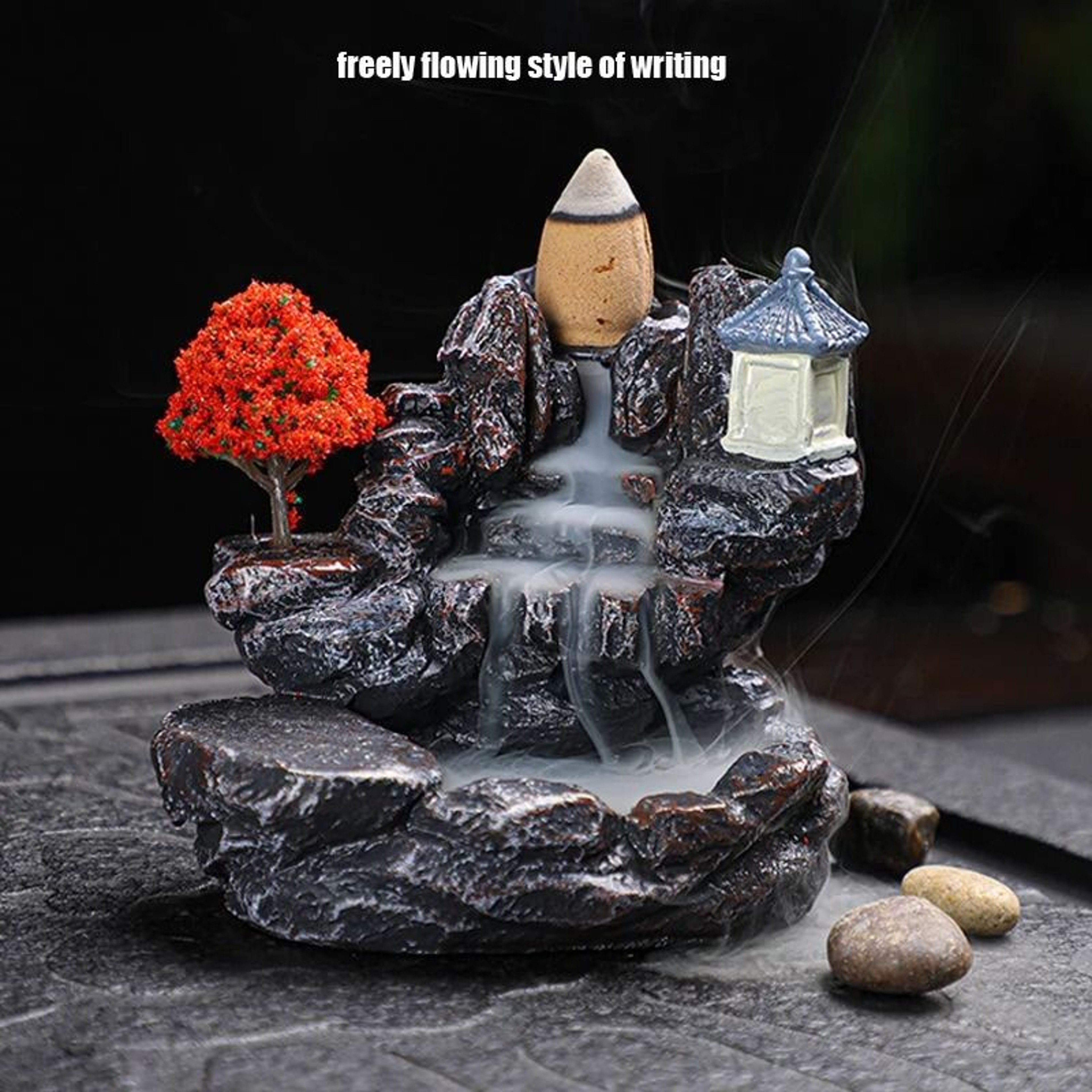 Backflow Incense Holder Waterfall Burner Aromatherapy Desk Ornament With Cascading Smoke Effect And 2