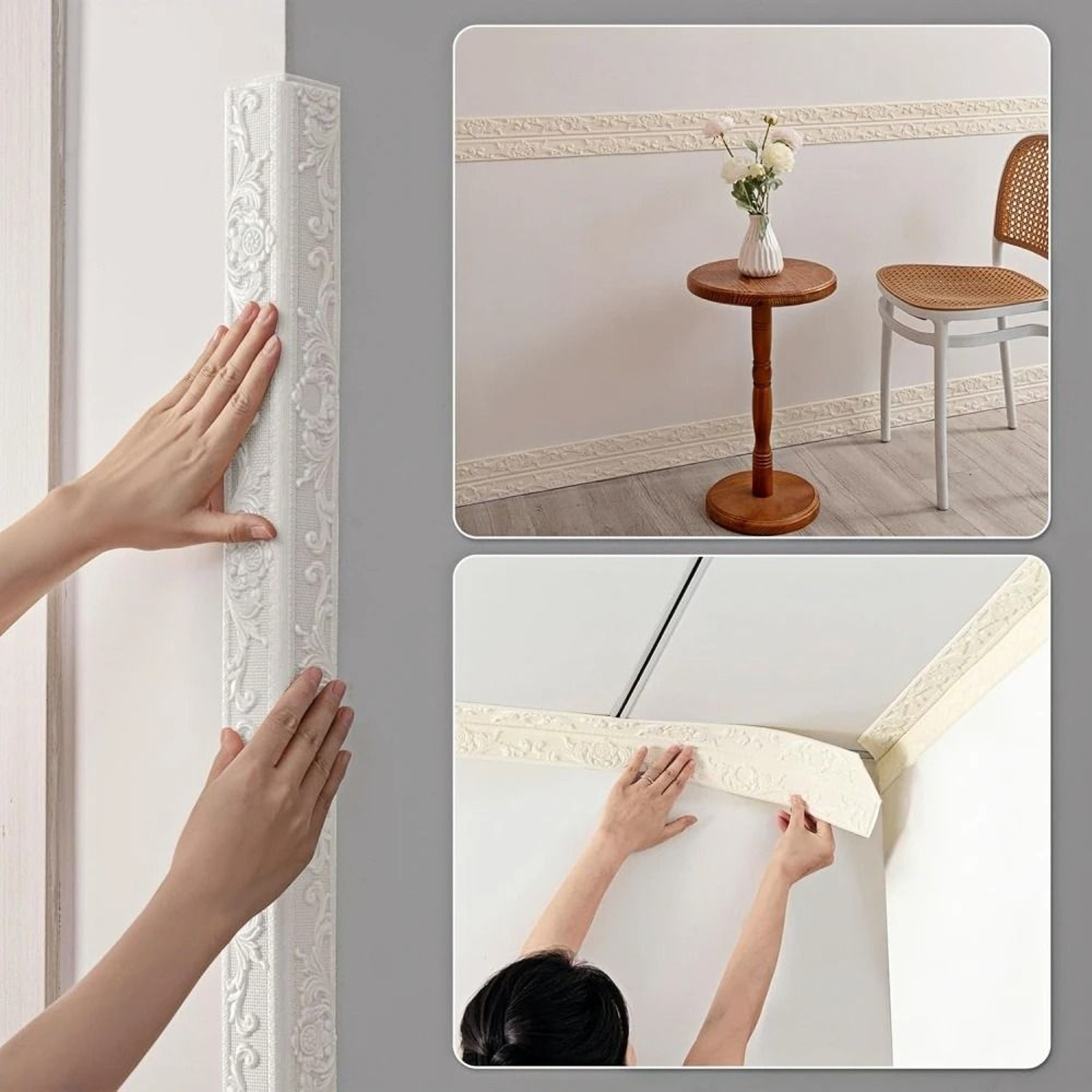 1 Roll Ceiling Decor Strip Wall Sticker Waterproof Antifouling Self Adhesive Baseboard Border For T 5