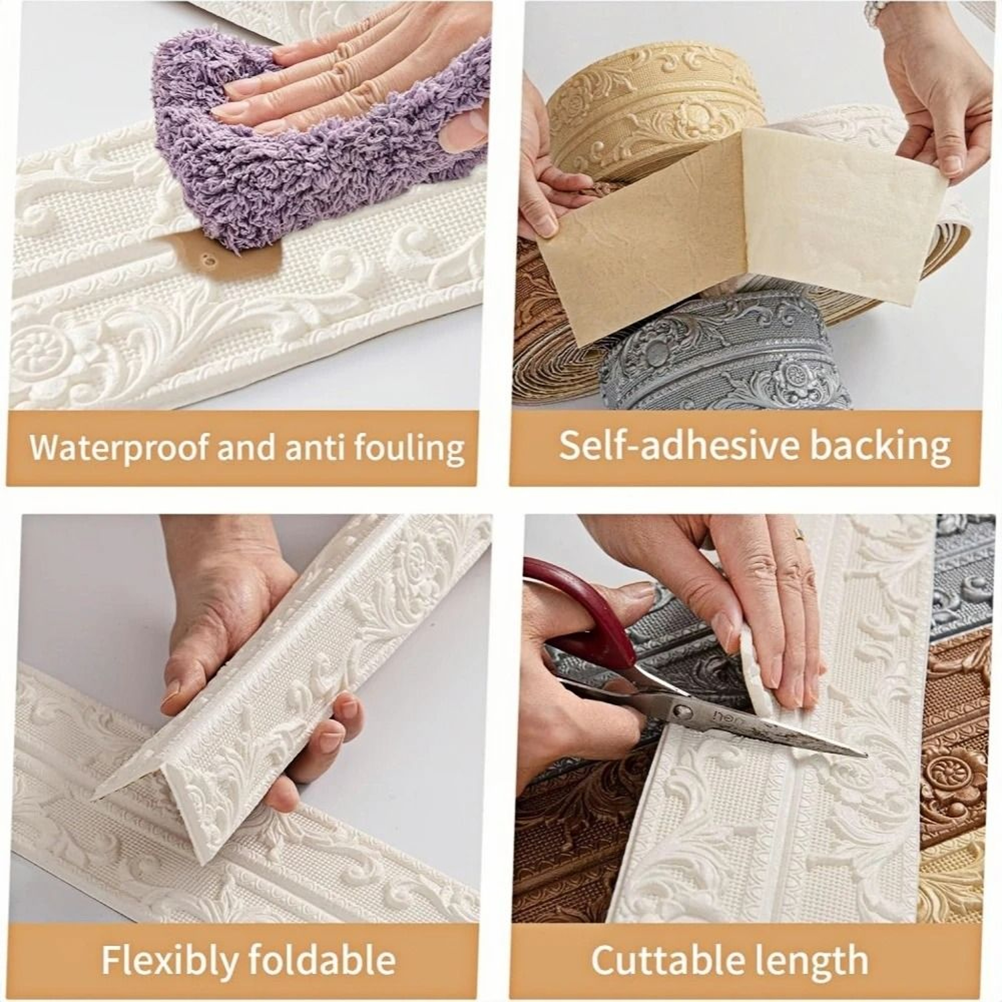 1 Roll Ceiling Decor Strip Wall Sticker Waterproof Antifouling Self Adhesive Baseboard Border For T 3