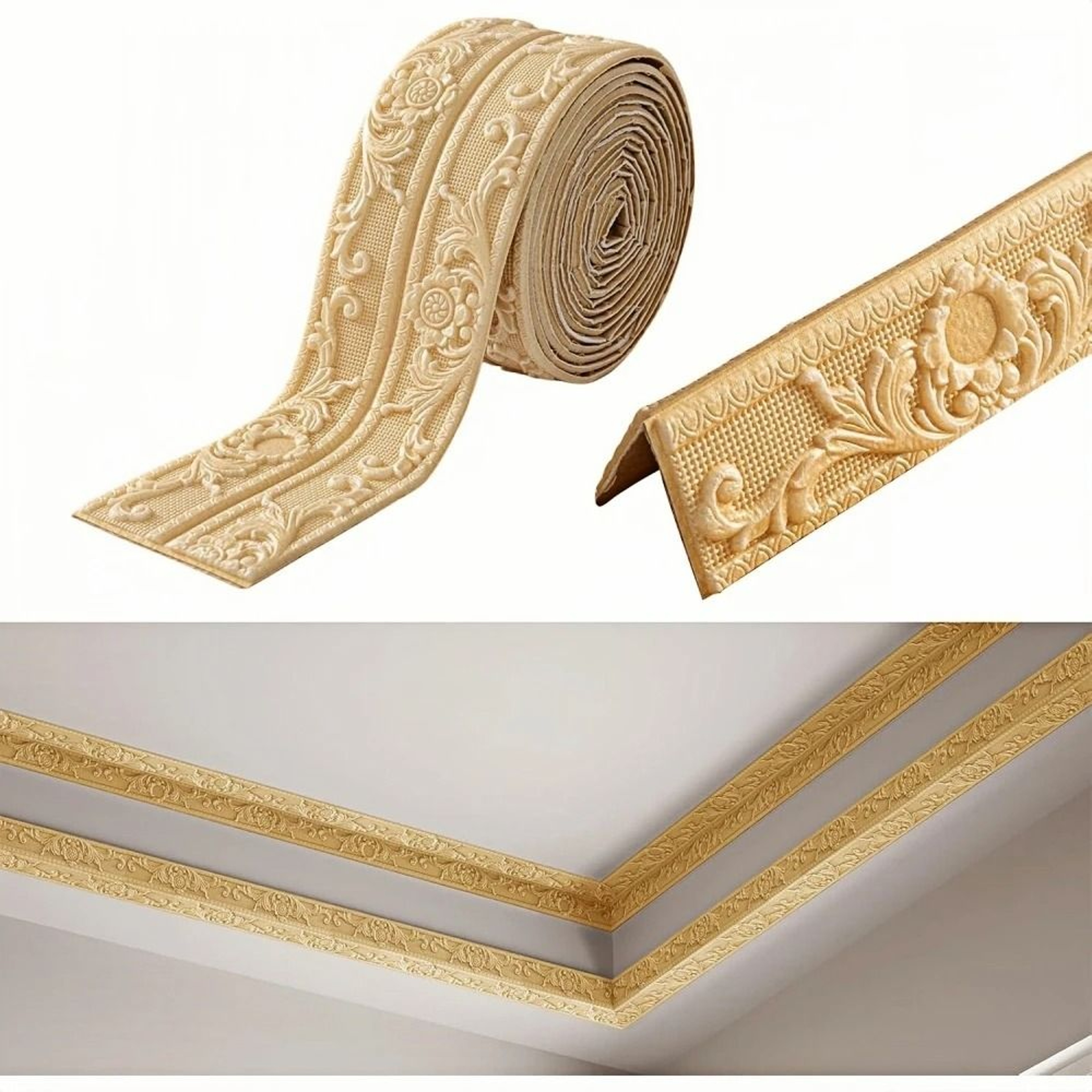1 Roll Ceiling Decor Strip Wall Sticker Waterproof Antifouling Self Adhesive Baseboard Border For T 7