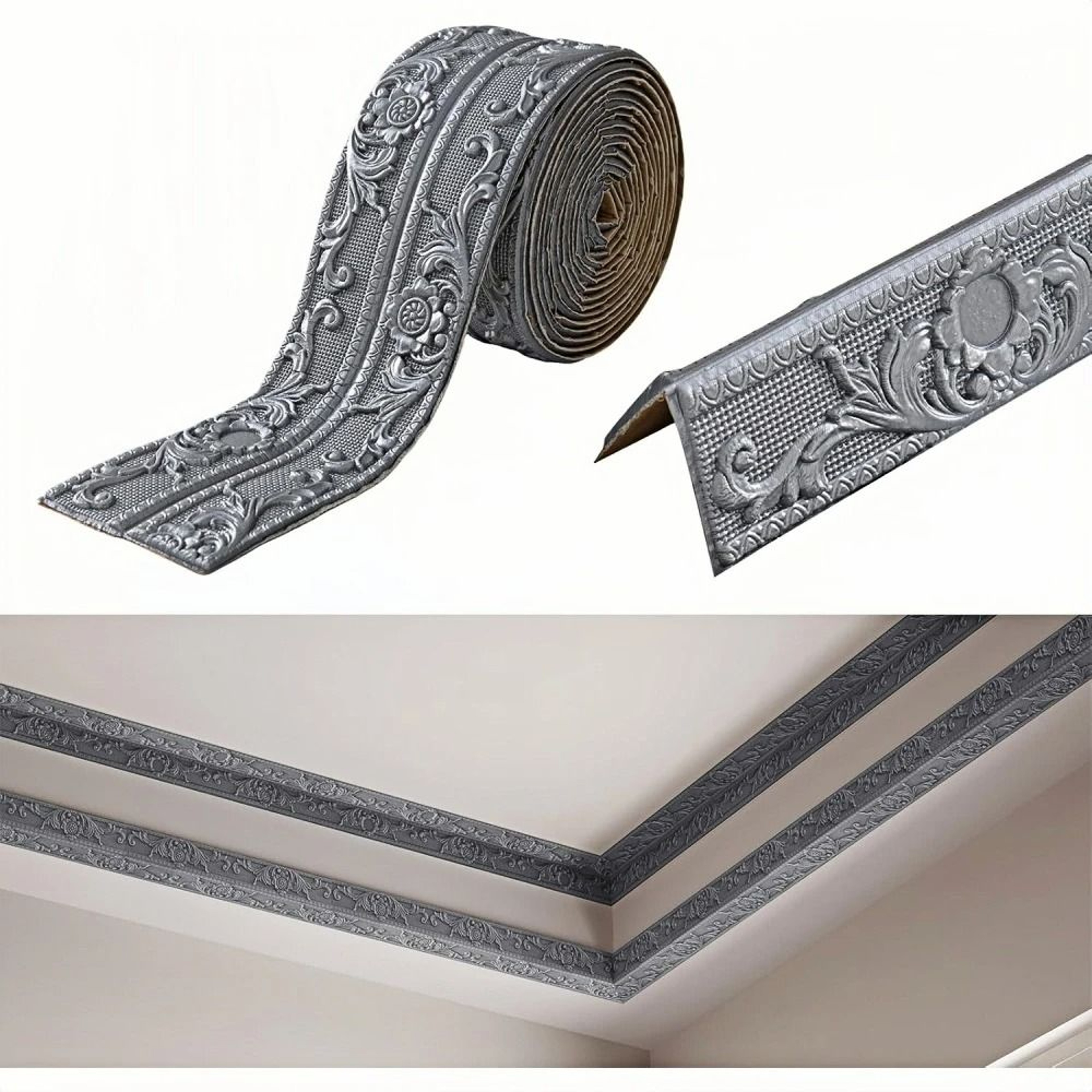 1 Roll Ceiling Decor Strip Wall Sticker Waterproof Antifouling Self Adhesive Baseboard Border For T 6