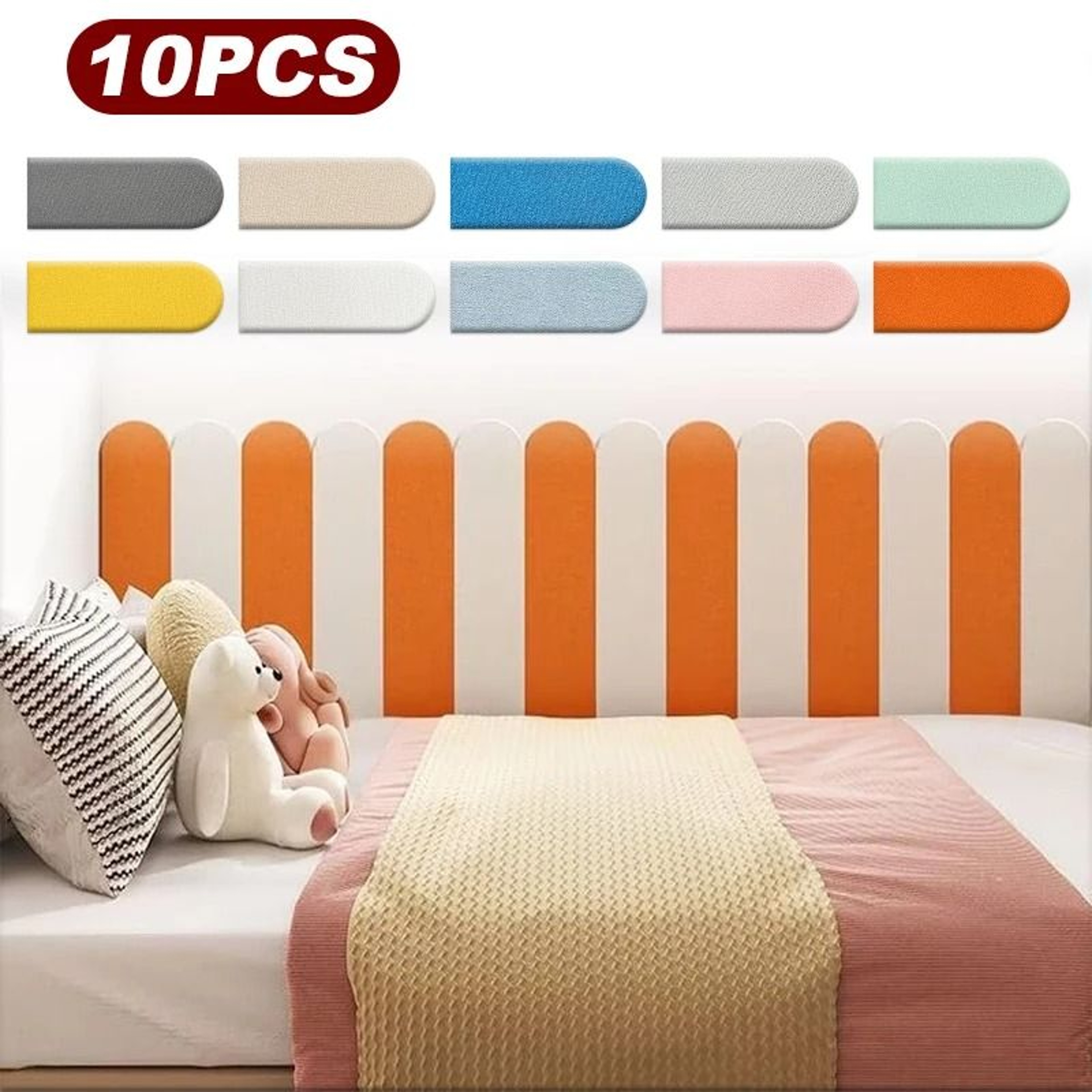 Self Adhesive Anti Collision Wall Sticker Moisture Resistant Wallpaper Soft Solid Color Cushion 5