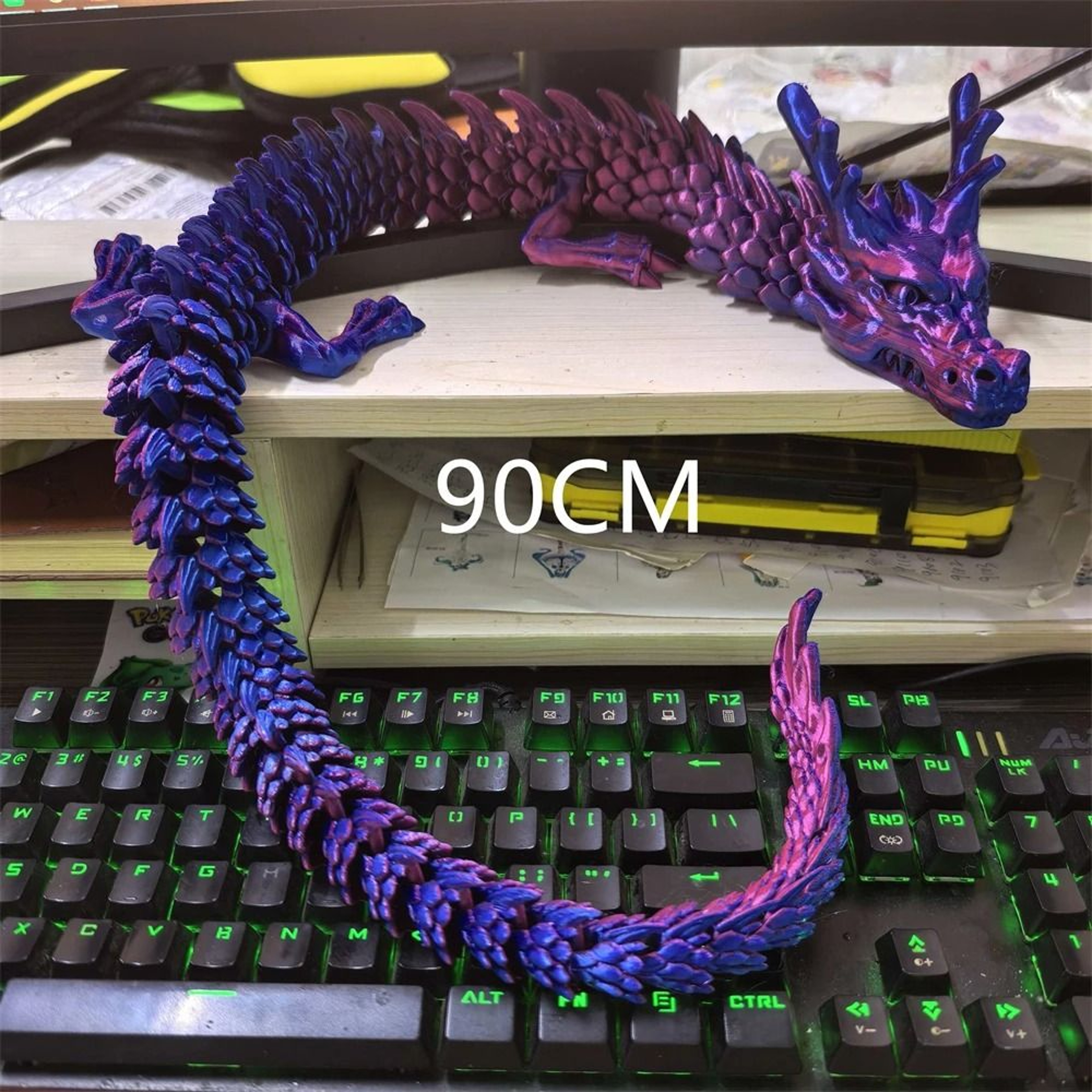 3D Printed Conjoined Divine Dragon Ornament 118 Or 354 Inch Articulated Jointed Decor 4