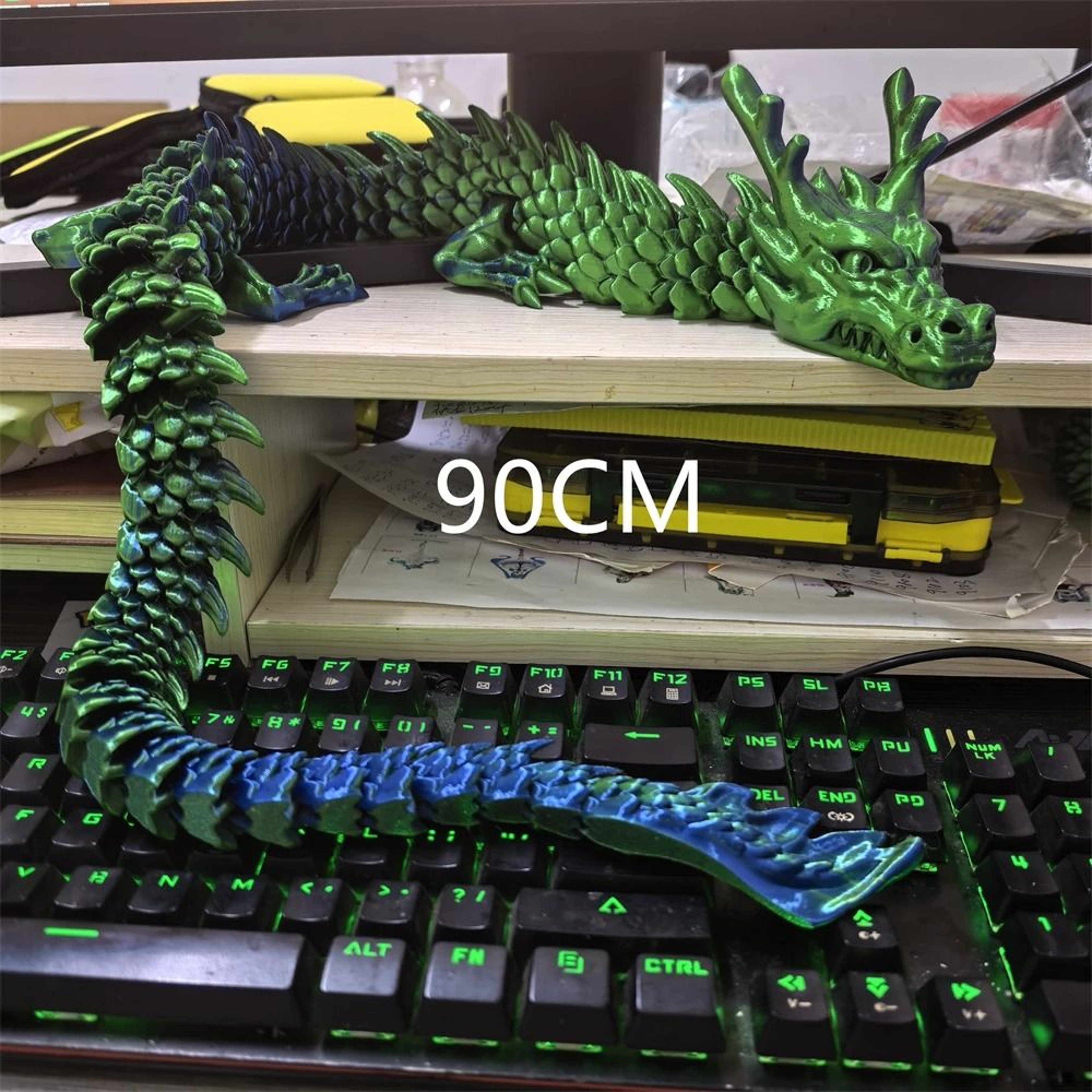 3D Printed Conjoined Divine Dragon Ornament 118 Or 354 Inch Articulated Jointed Decor 13