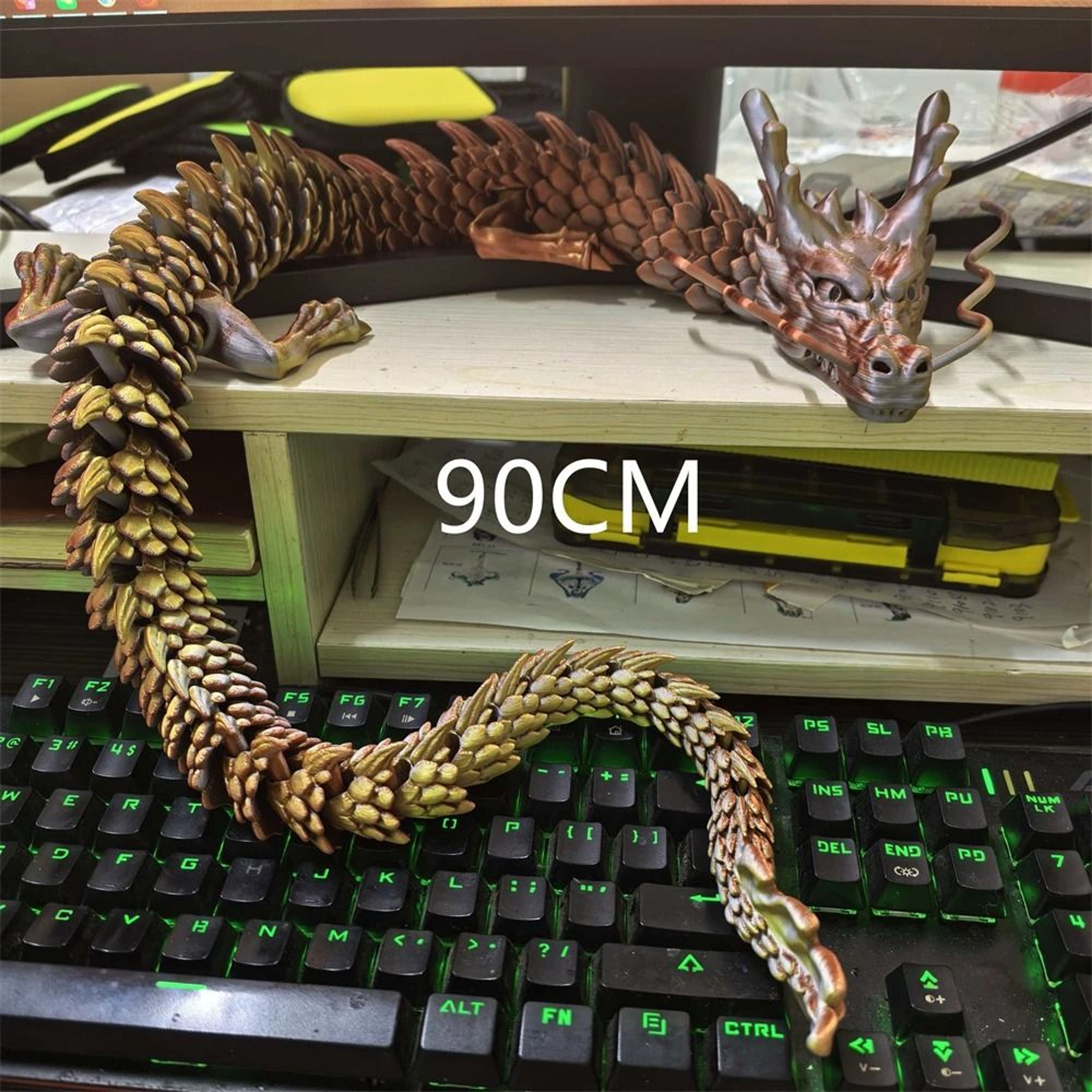 3D Printed Conjoined Divine Dragon Ornament 118 Or 354 Inch Articulated Jointed Decor 8