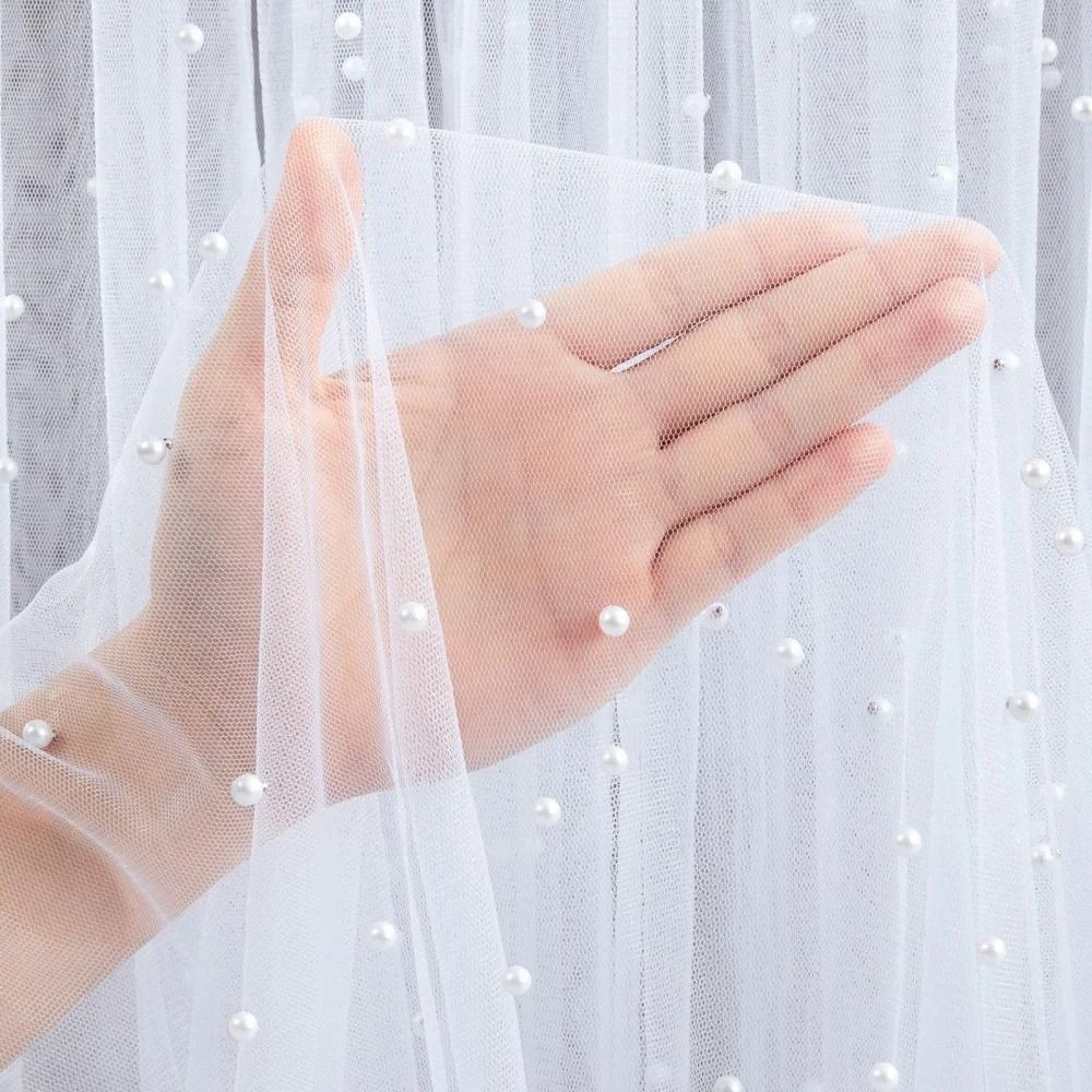Pearl Chiffon Table Runner 315x1181 Inch Semi Transparent Mesh Tablecloth For Wedding Decor 4