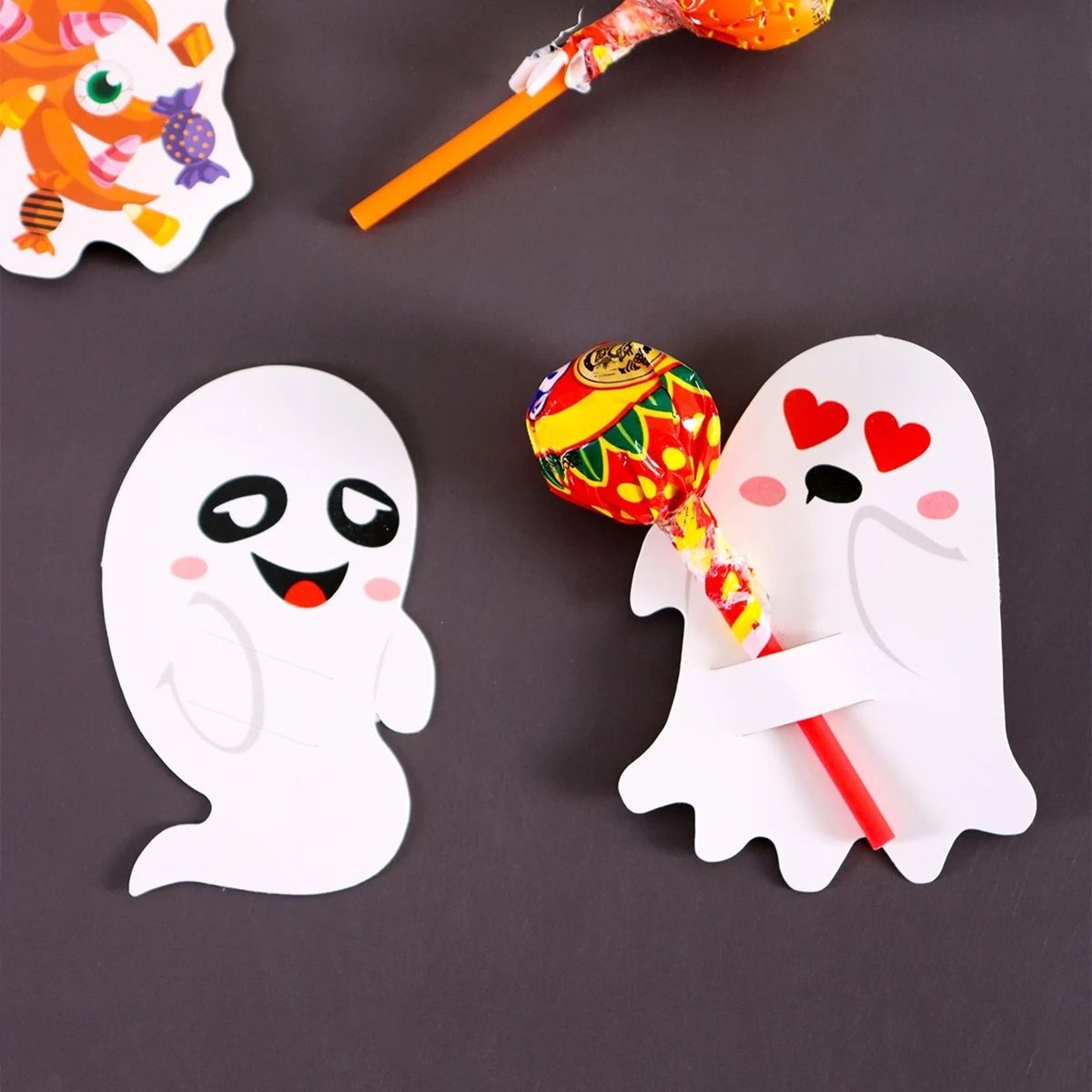 48 Pcs Ghost Lollipop Holder Happy Halloween Lollipop Decoration Paper Cards Trick Or Treat Candy P 2