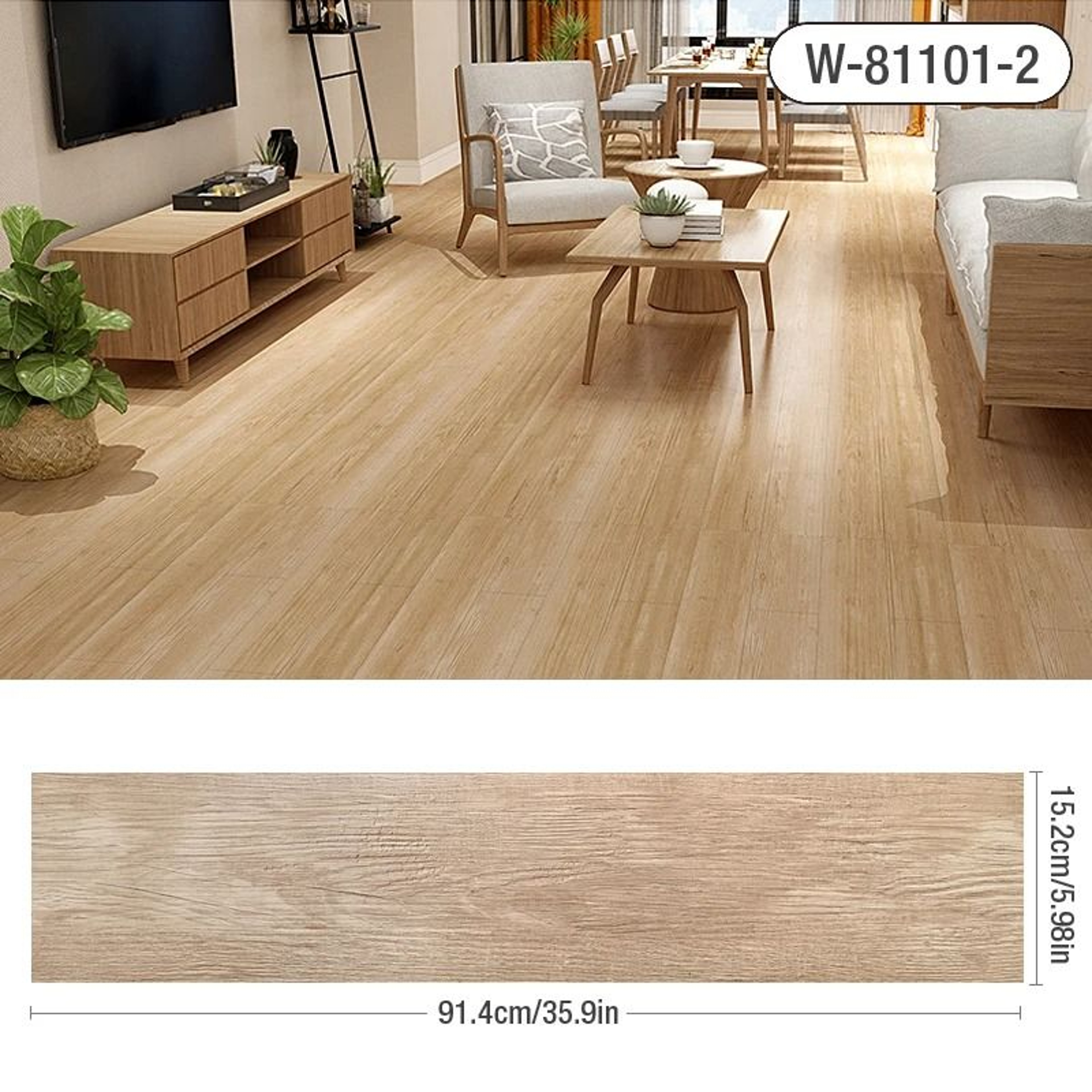 359 X 598 Inch 3D Self Adhesive Wood Grain Floor Wall Sticker Waterproof Wear Resistant Vinyl Plank 15