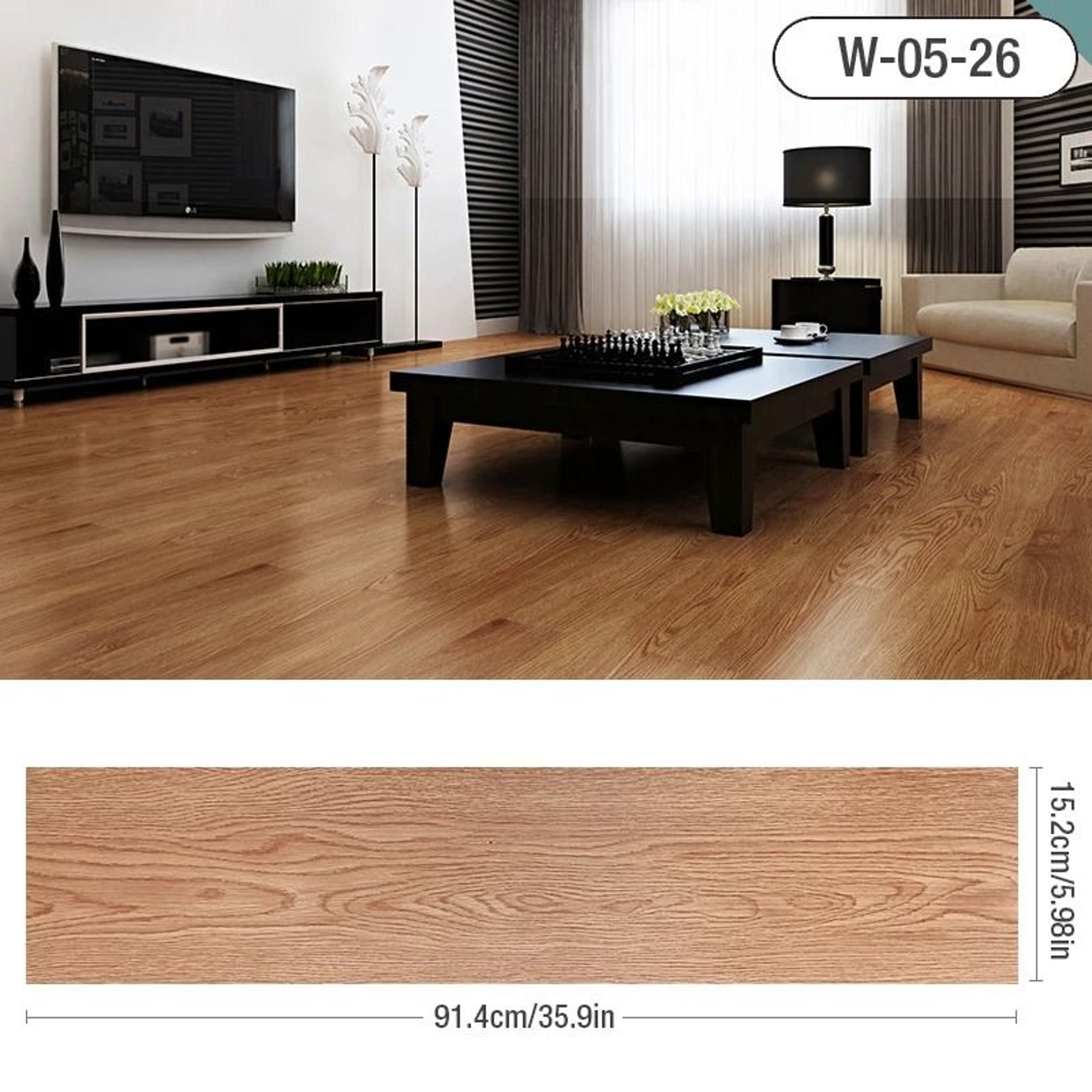 359 X 598 Inch 3D Self Adhesive Wood Grain Floor Wall Sticker Waterproof Wear Resistant Vinyl Plank 18
