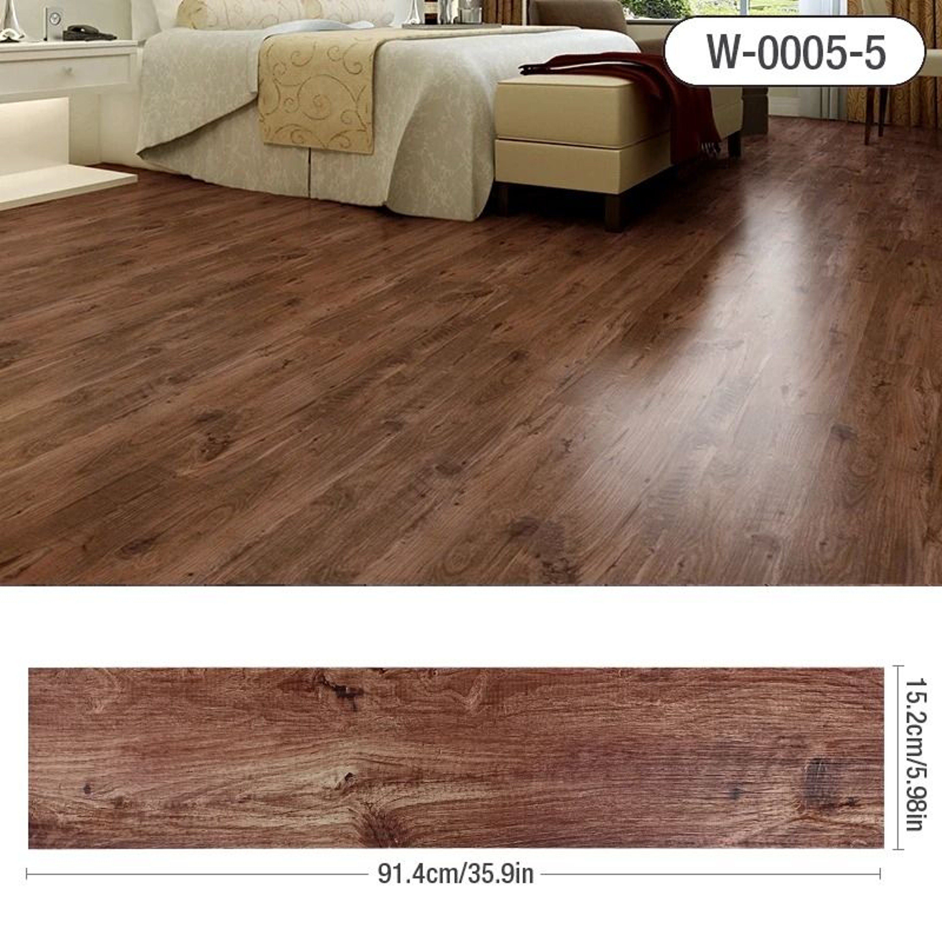 359 X 598 Inch 3D Self Adhesive Wood Grain Floor Wall Sticker Waterproof Wear Resistant Vinyl Plank 9
