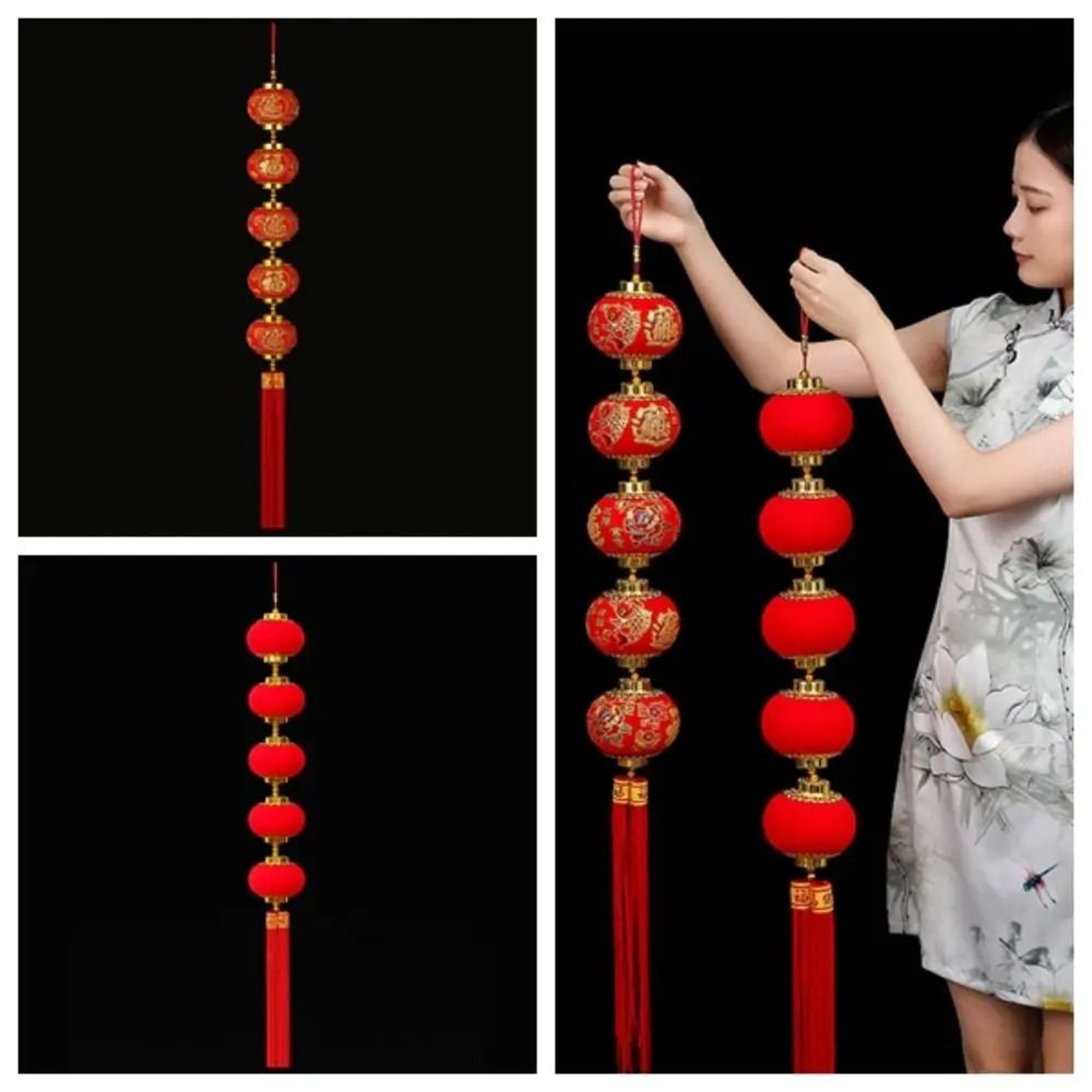 Chinese New Year Hanging Lantern String Wedding Decoration Traditional Red Lantern Window Door Pend 3