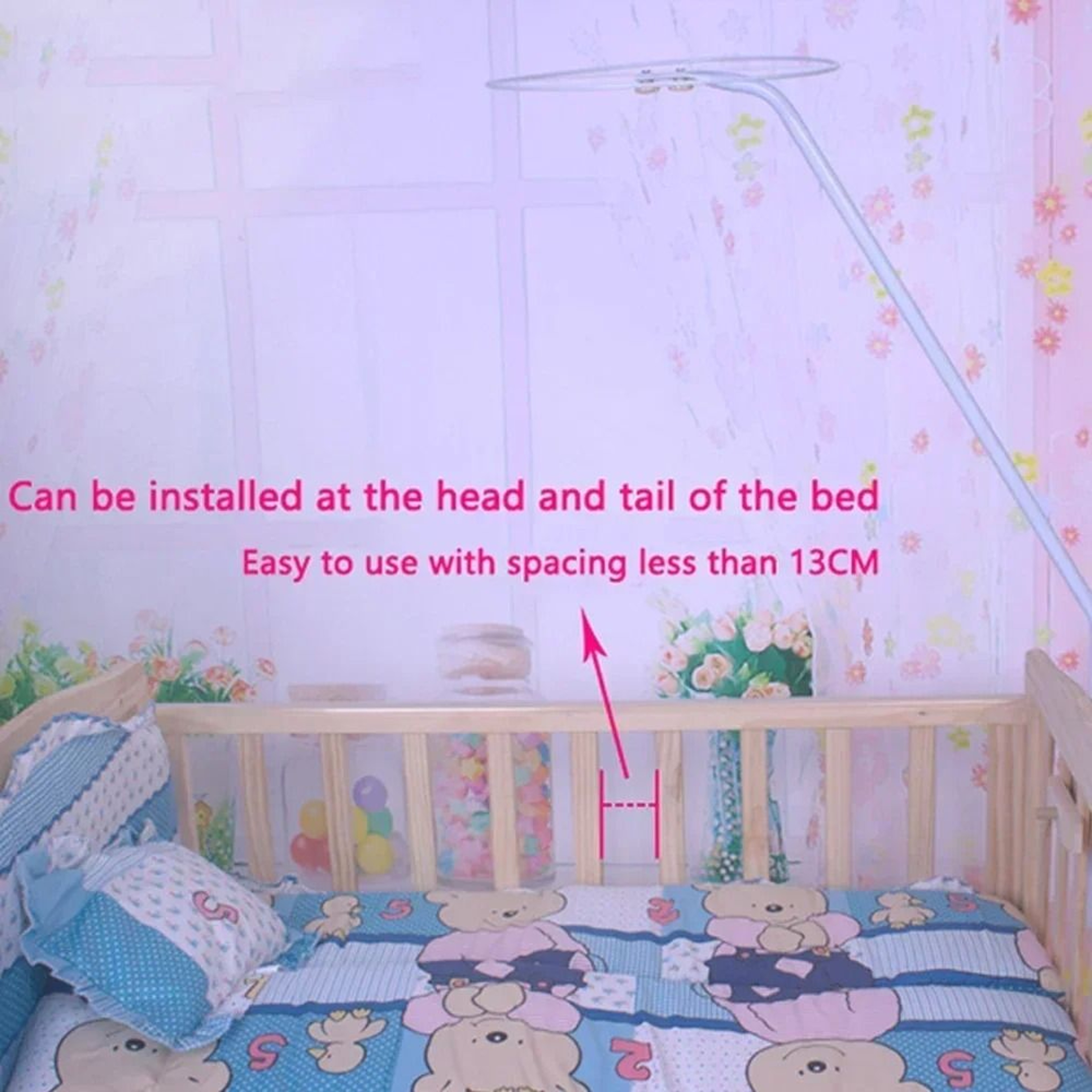 Adjustable Mosquito Net Stand Holder For Baby Crib Cot Hanging Net Support Bracket 4