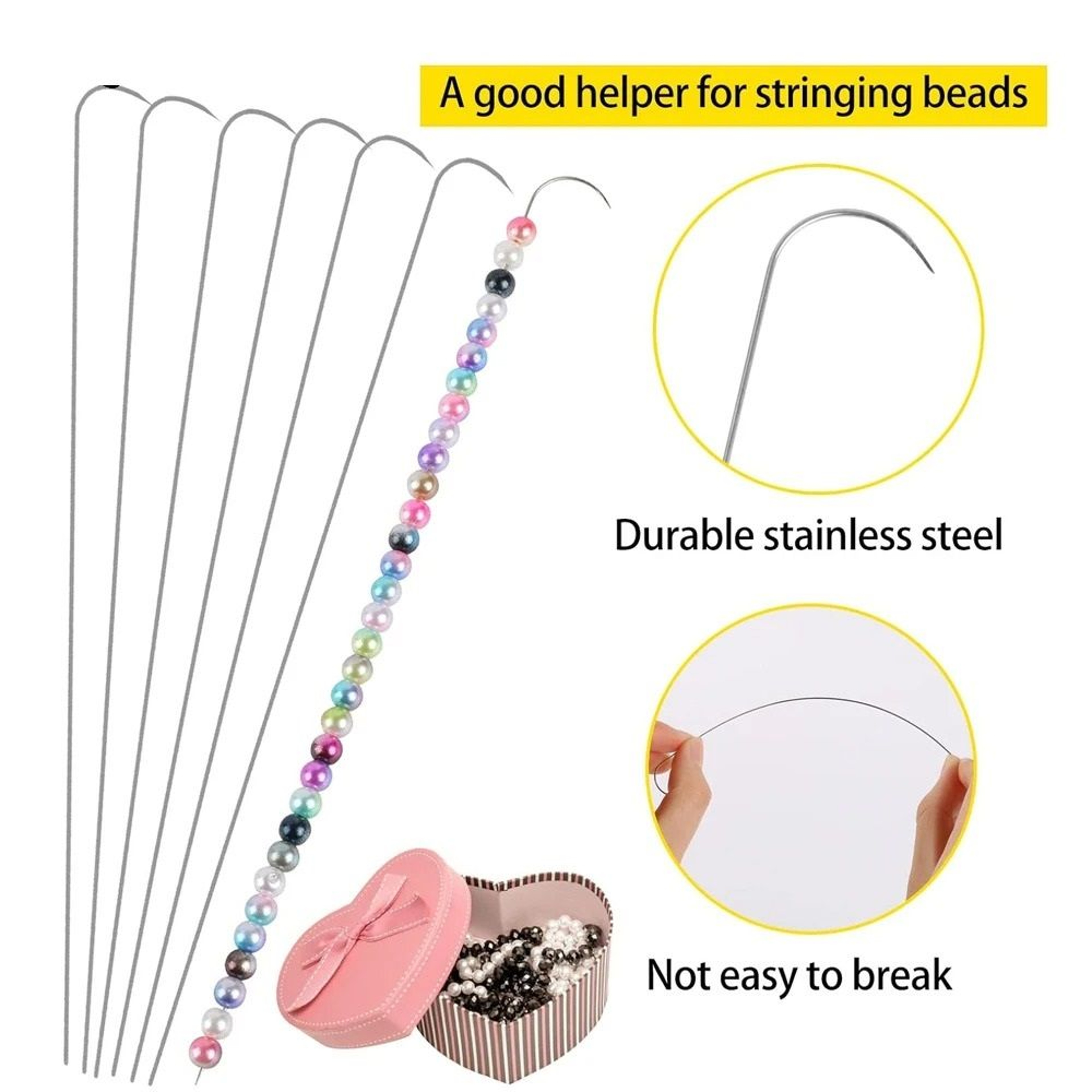 12 Pieces Curved Beading Needles Kit Stainless Steel Bead Spinner Needles Tool 1