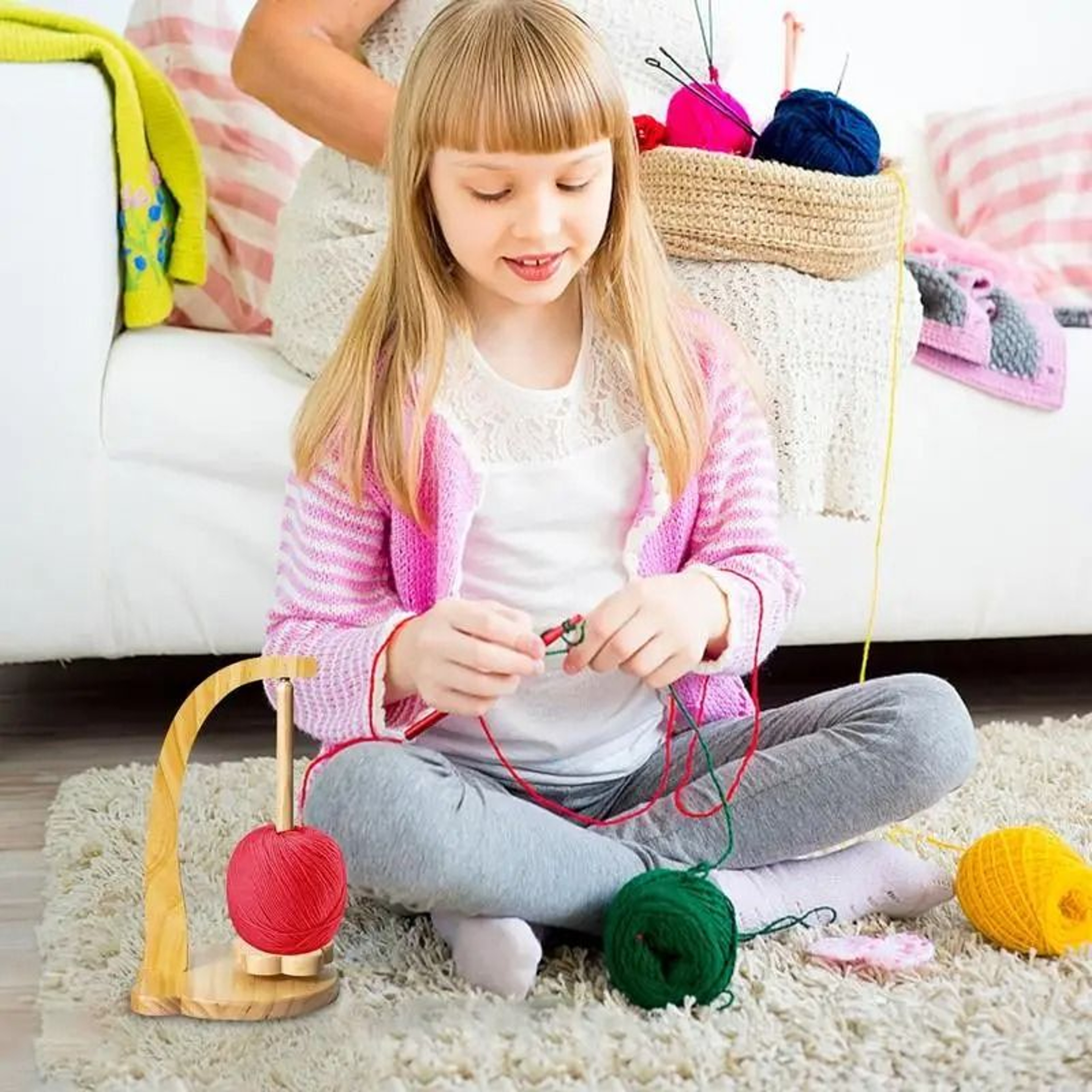 Rotating Magnetic Wooden Yarn Holder Stand Space Saving Spinner With 320g Load Capacity 3