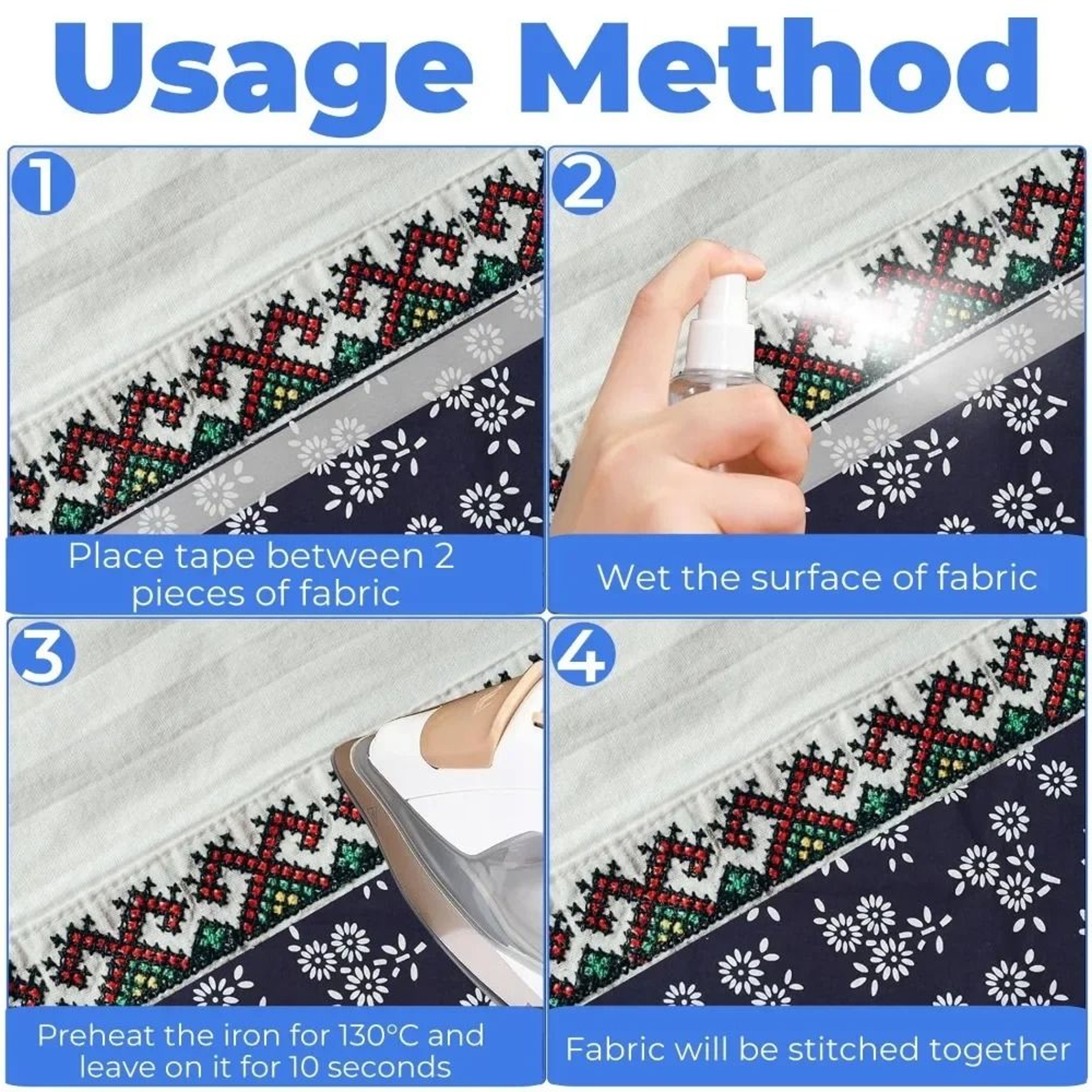 NoSew Self Adhesive IronOn Fabric Hem Tape For Pants Jeans And Clothes Repair 5