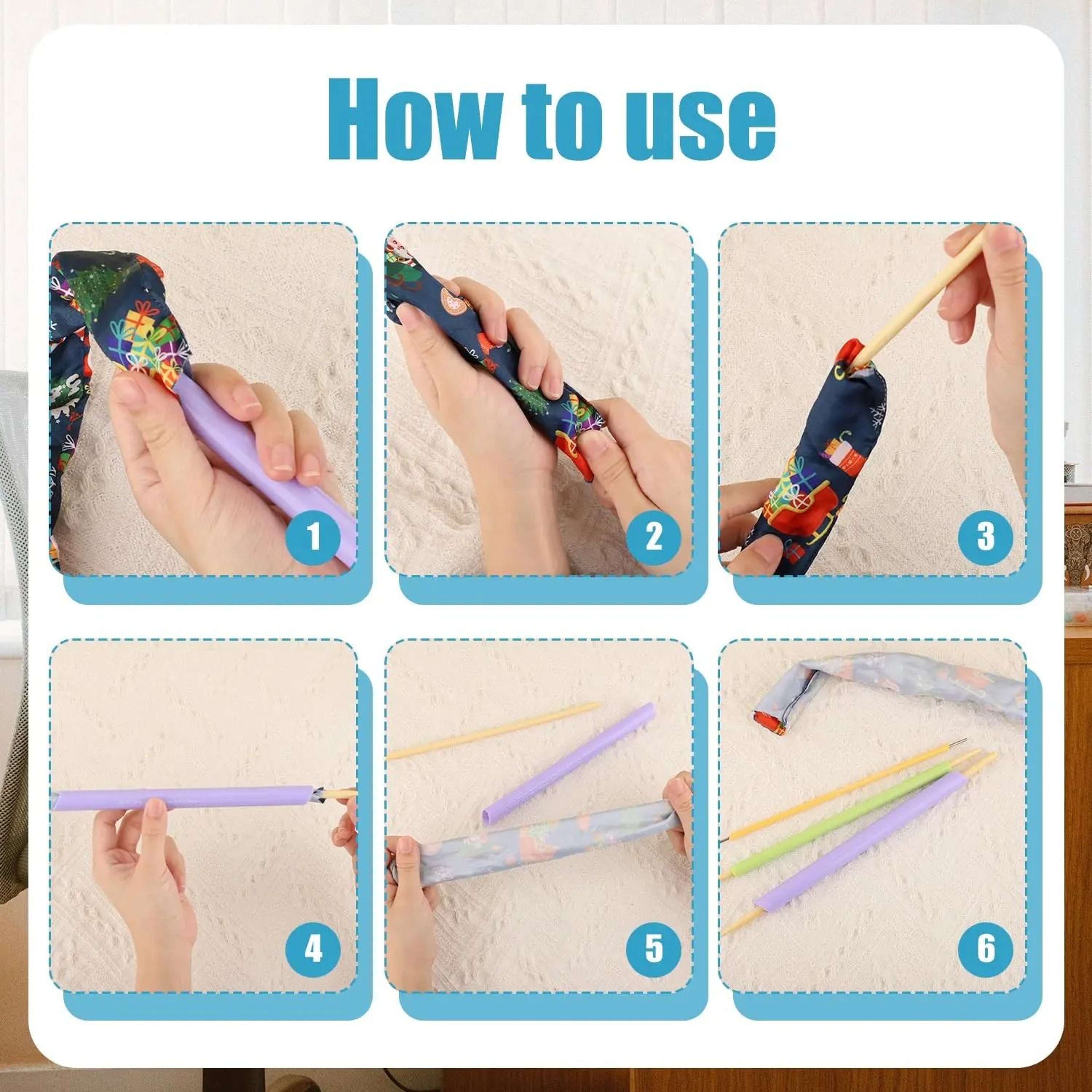 3 Pieces Quick Turn Fabric Tube Turner Set For Sewing Bow Ties And Fabric Stripping 3