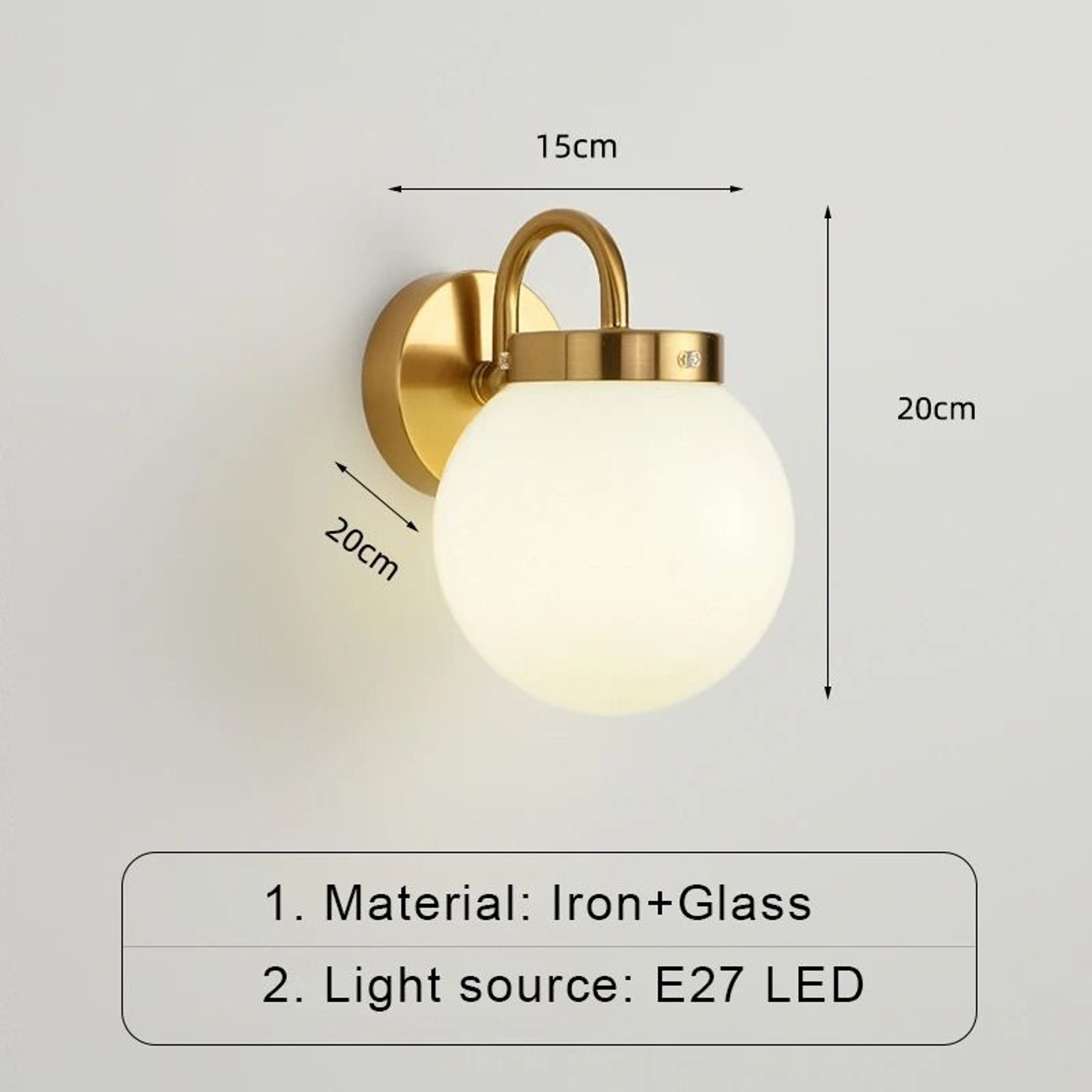 Modern Nordic Glass Globe LED Wall Sconce Lamp For Bedroom Living Room And Hotel Decor 7