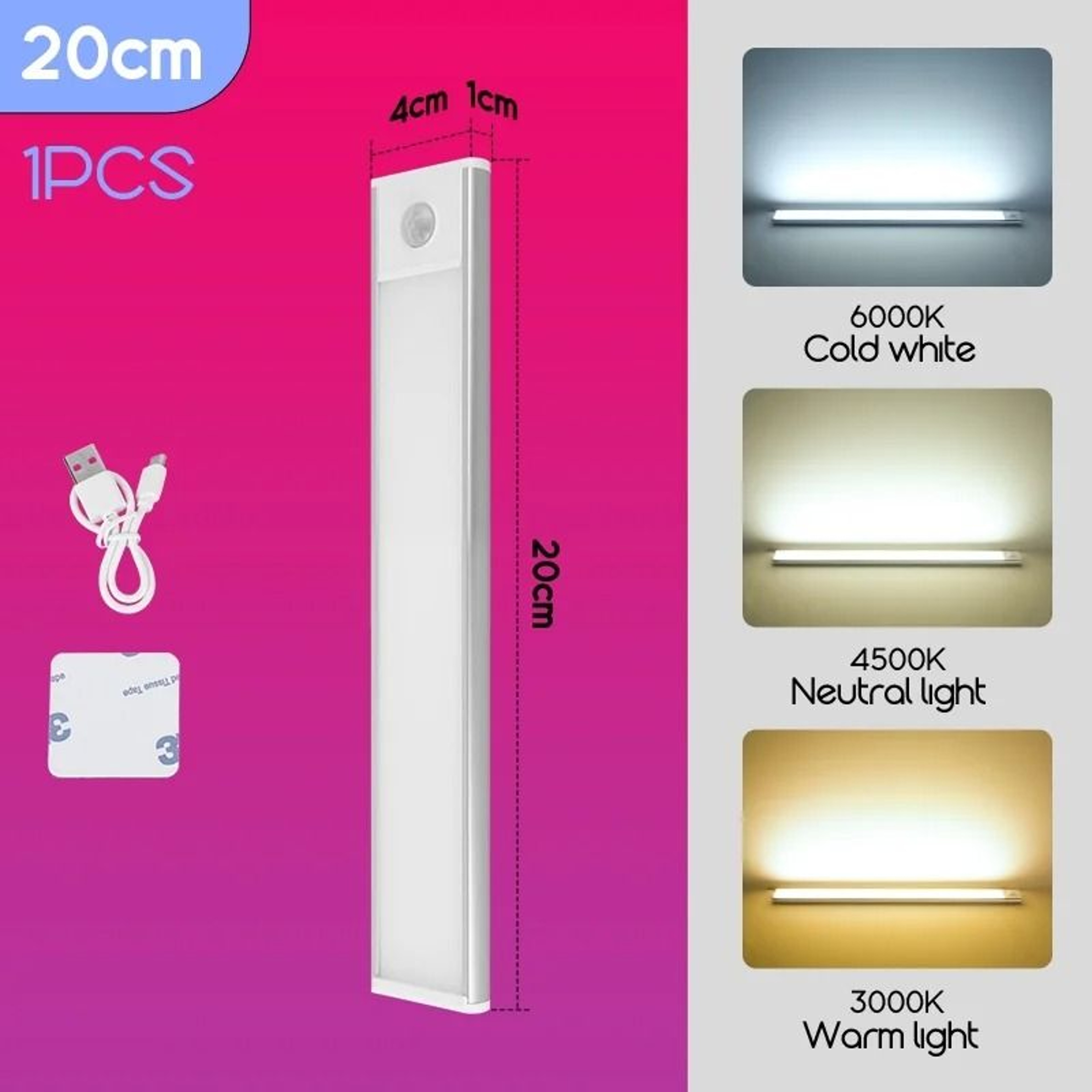 Wireless Rechargeable LED Motion Sensor Cabinet Light And Dimmable Wall Lamp For Wardrobes And Kitc 7