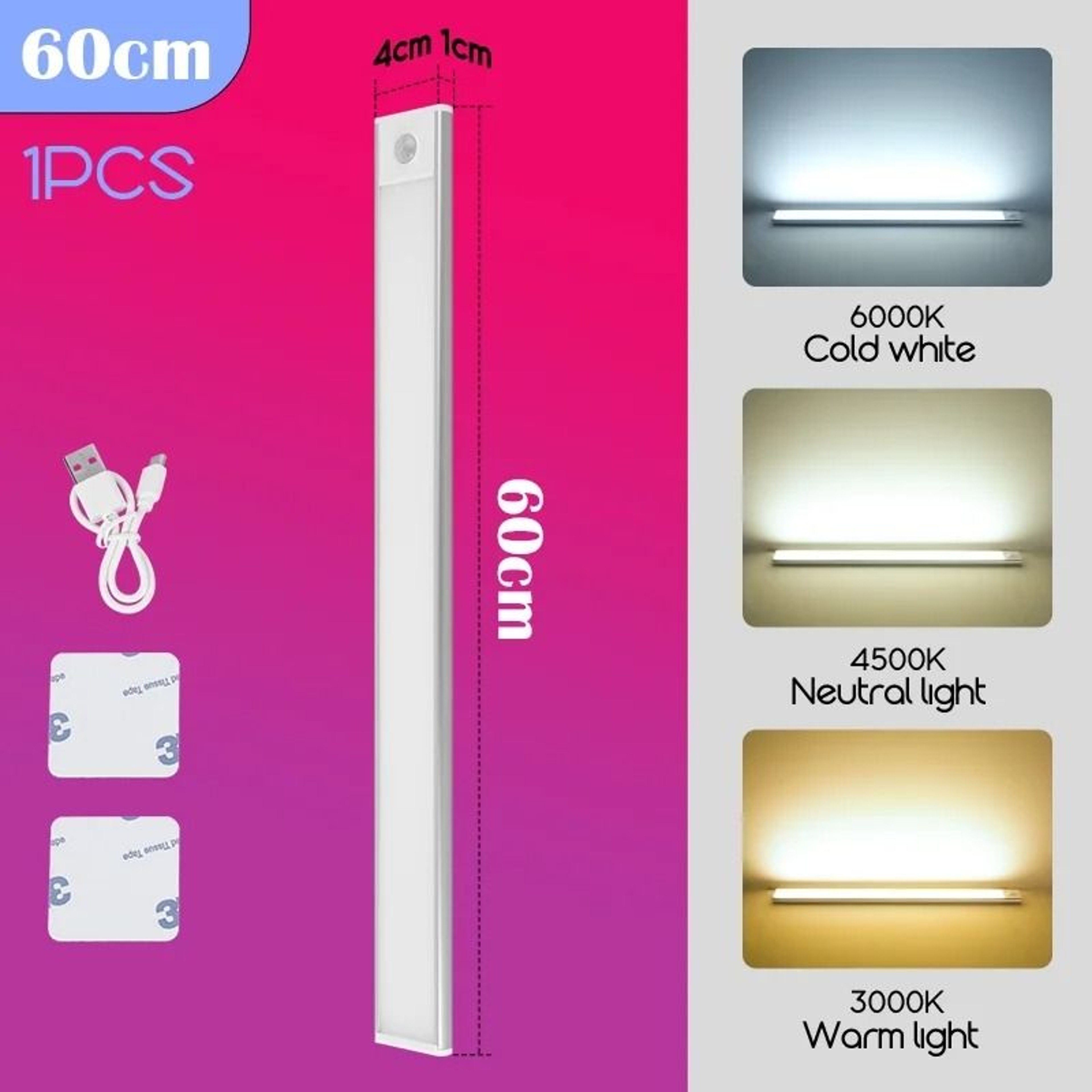 Wireless Rechargeable LED Motion Sensor Cabinet Light And Dimmable Wall Lamp For Wardrobes And Kitc 9