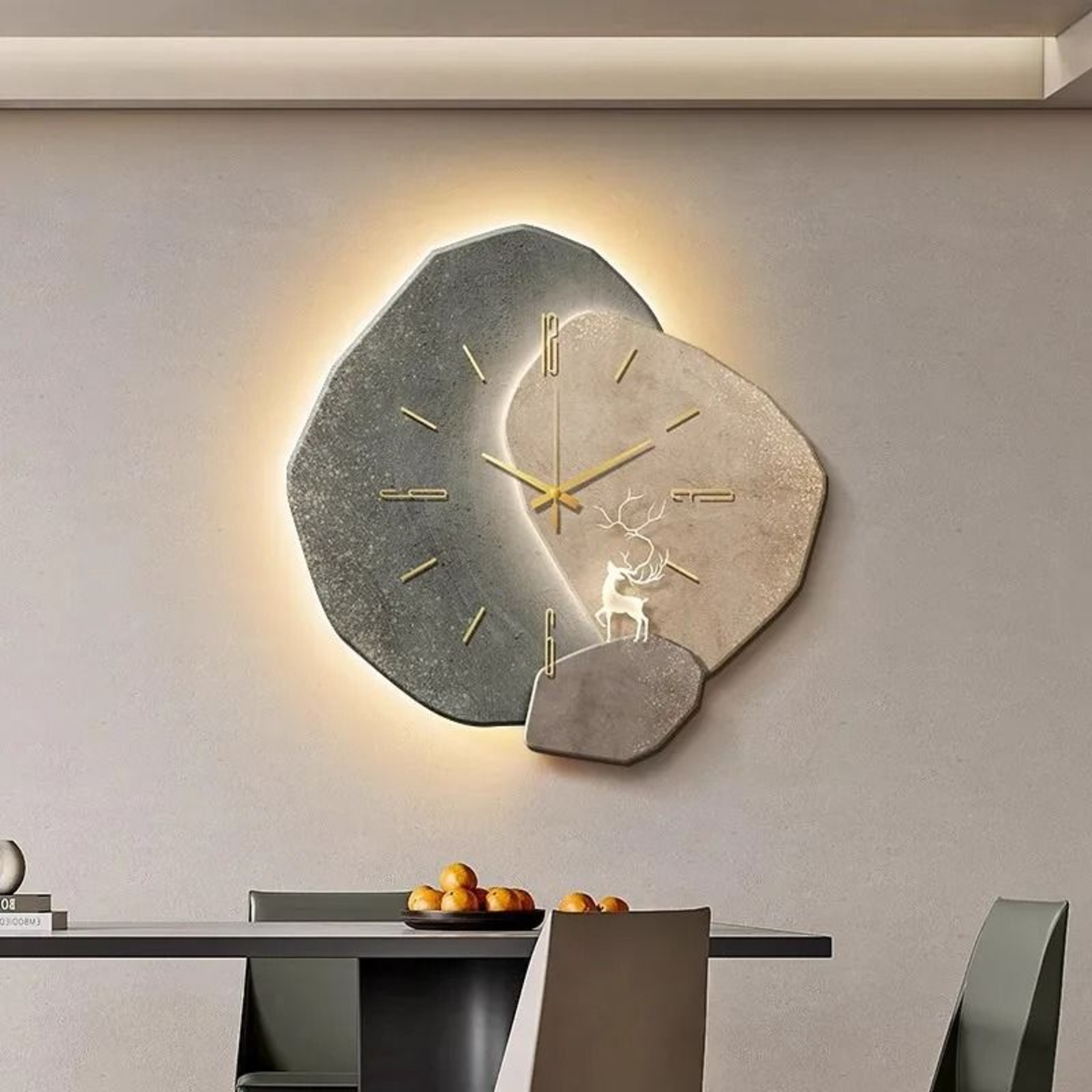 Modern Minimalist Lucky Stone Wall Clock With Silent Movement For Living Room And Dining Room 2